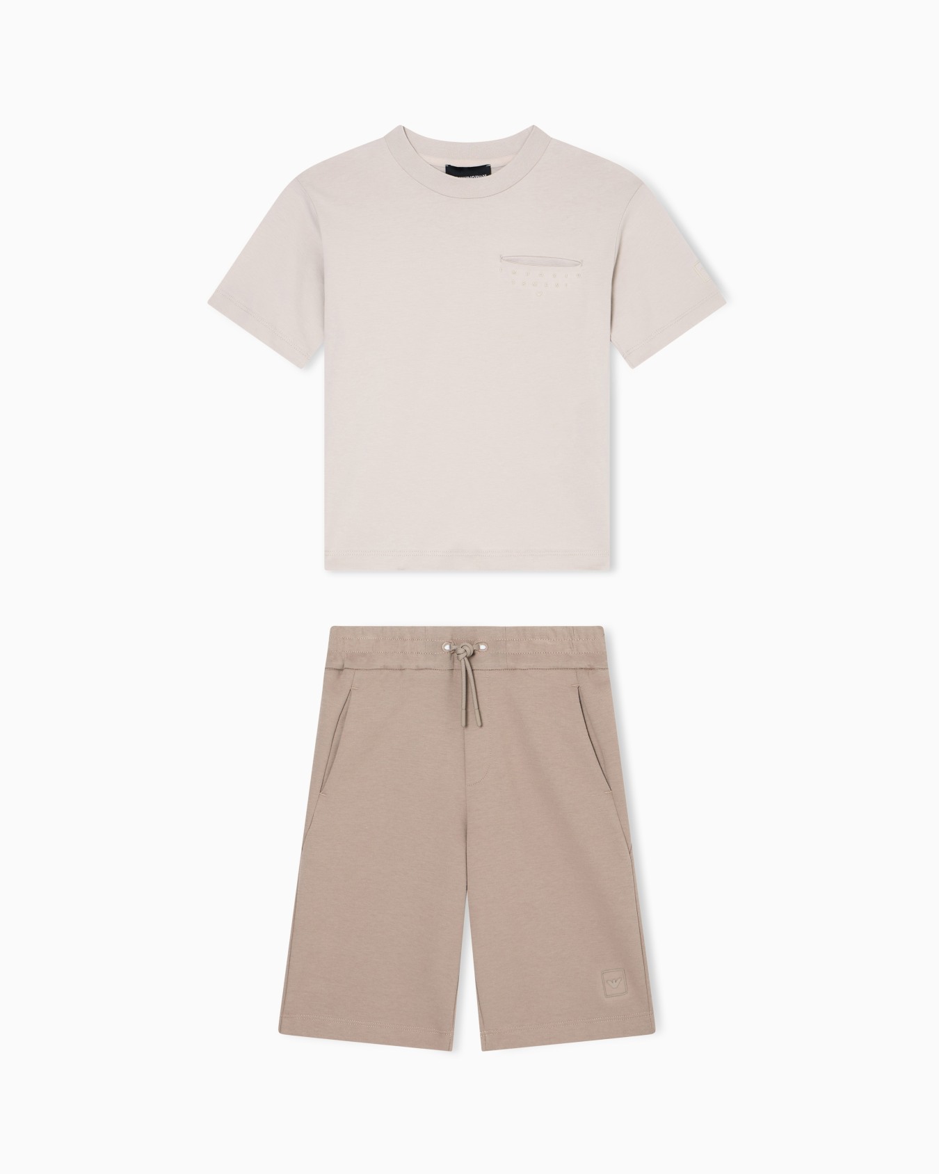Completo T-shirt e bermuda in jersey interlock Slide 0