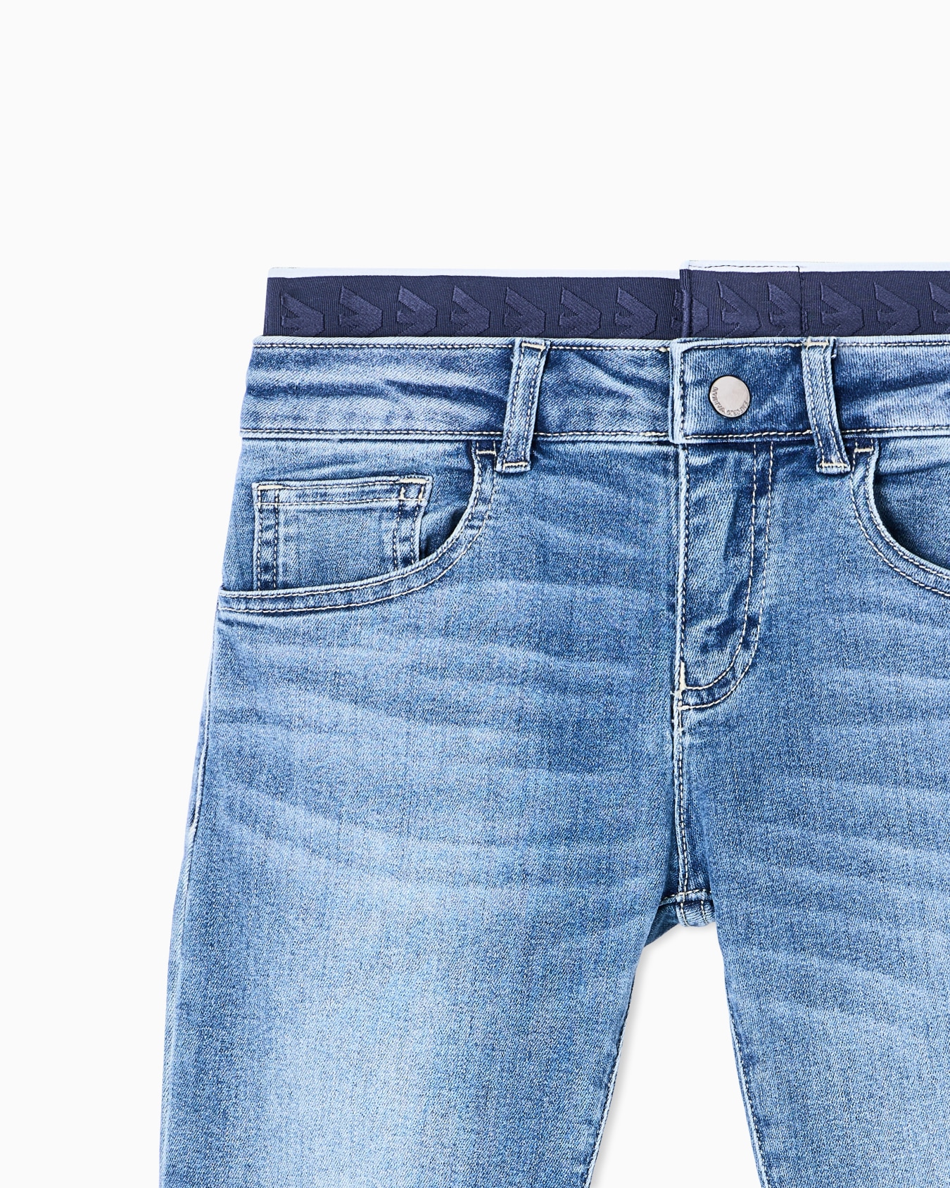 Denim jeans with an elasticated waist Slide 1