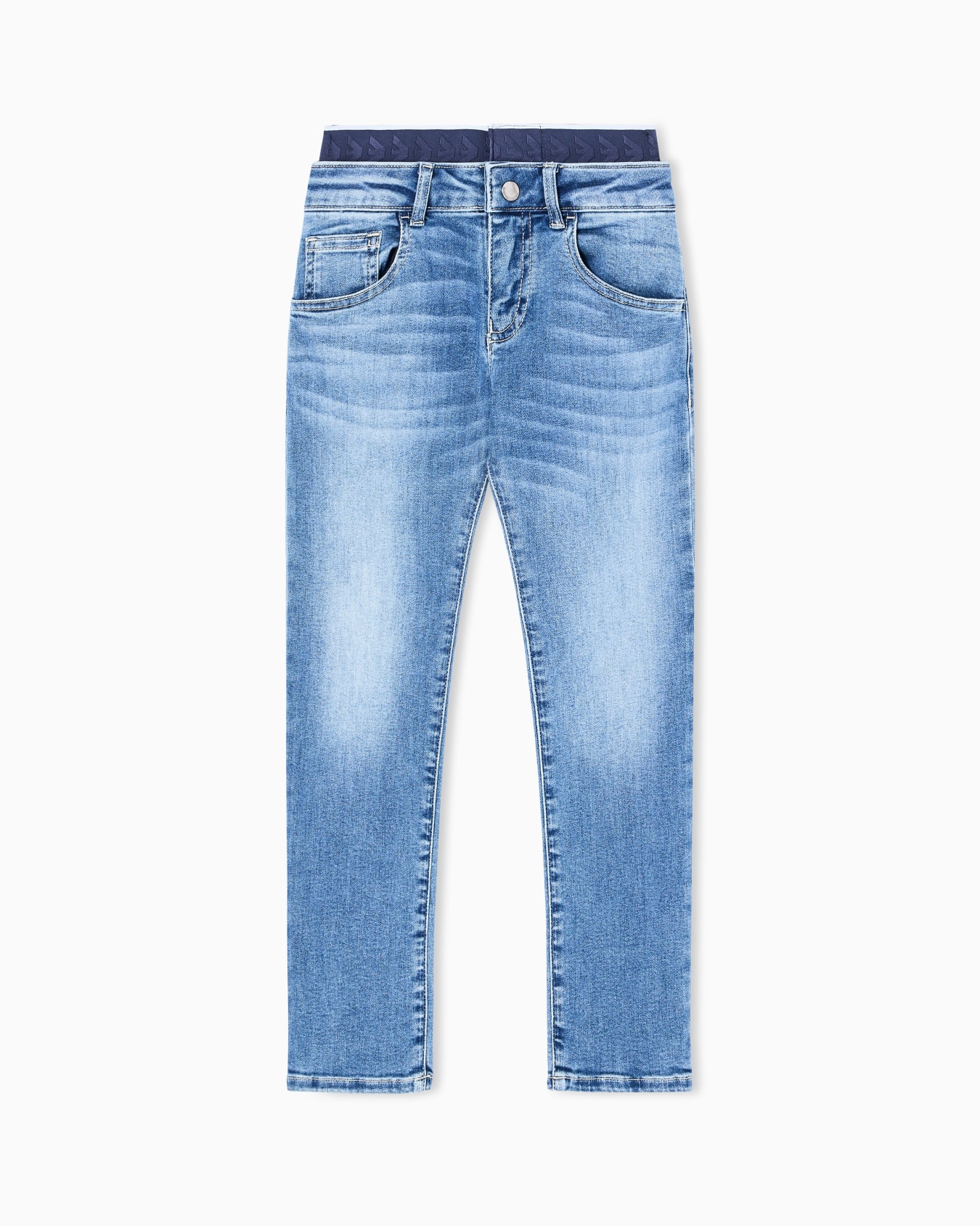Denim jeans with an elasticated waist Slide 0