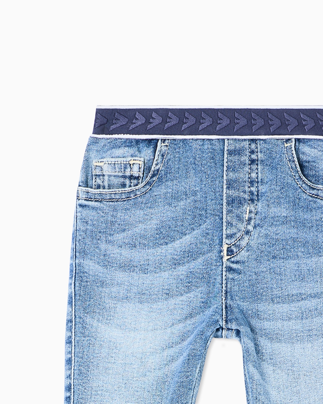 Denim Bermuda shorts with elasticated waist Slide 1