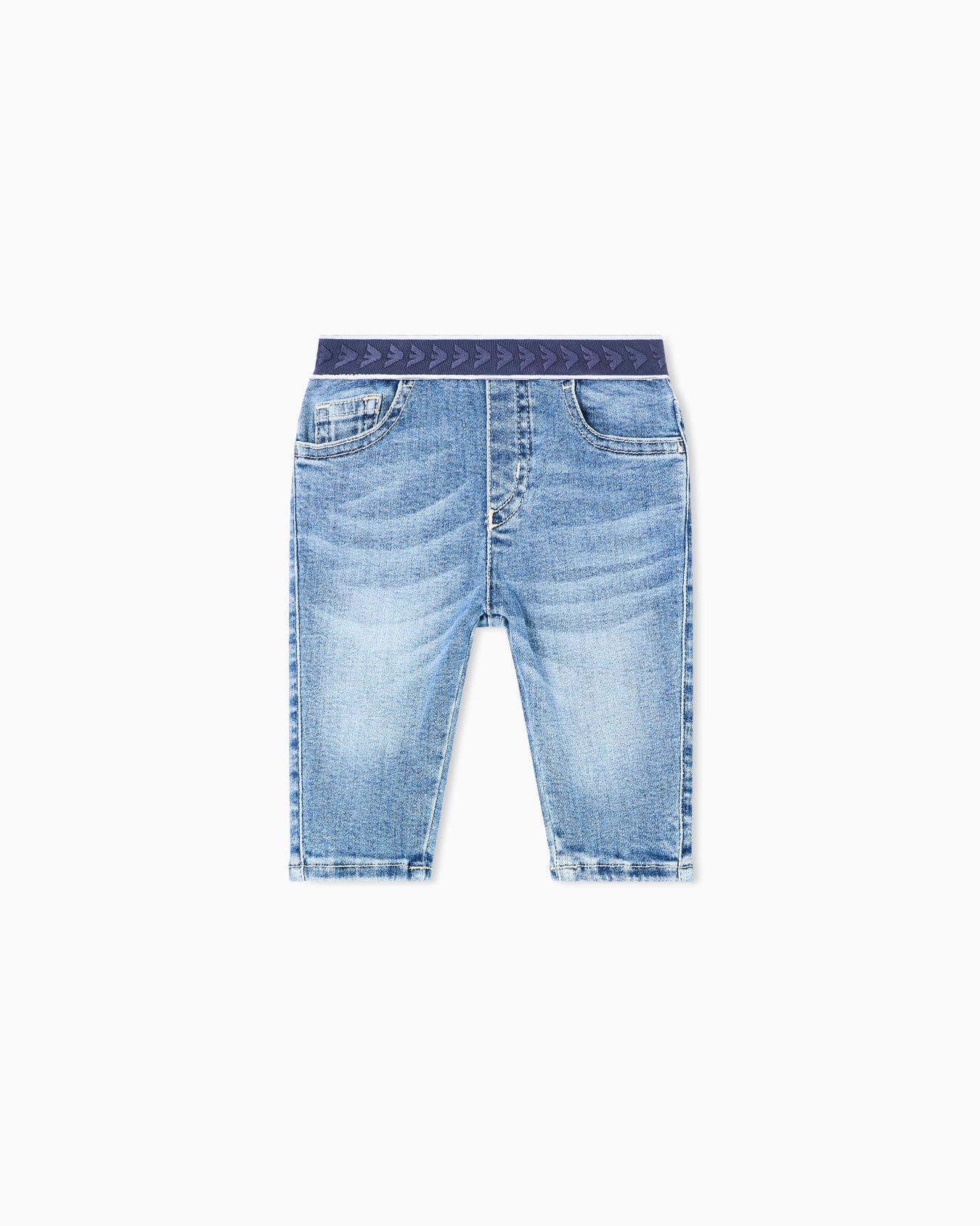 Denim Bermuda shorts with elasticated waist Slide 0