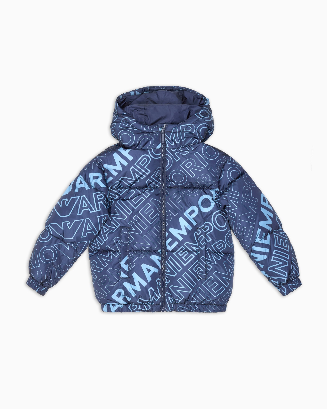 Hooded nylon jacket with EA Crew logo lettering Slide 0