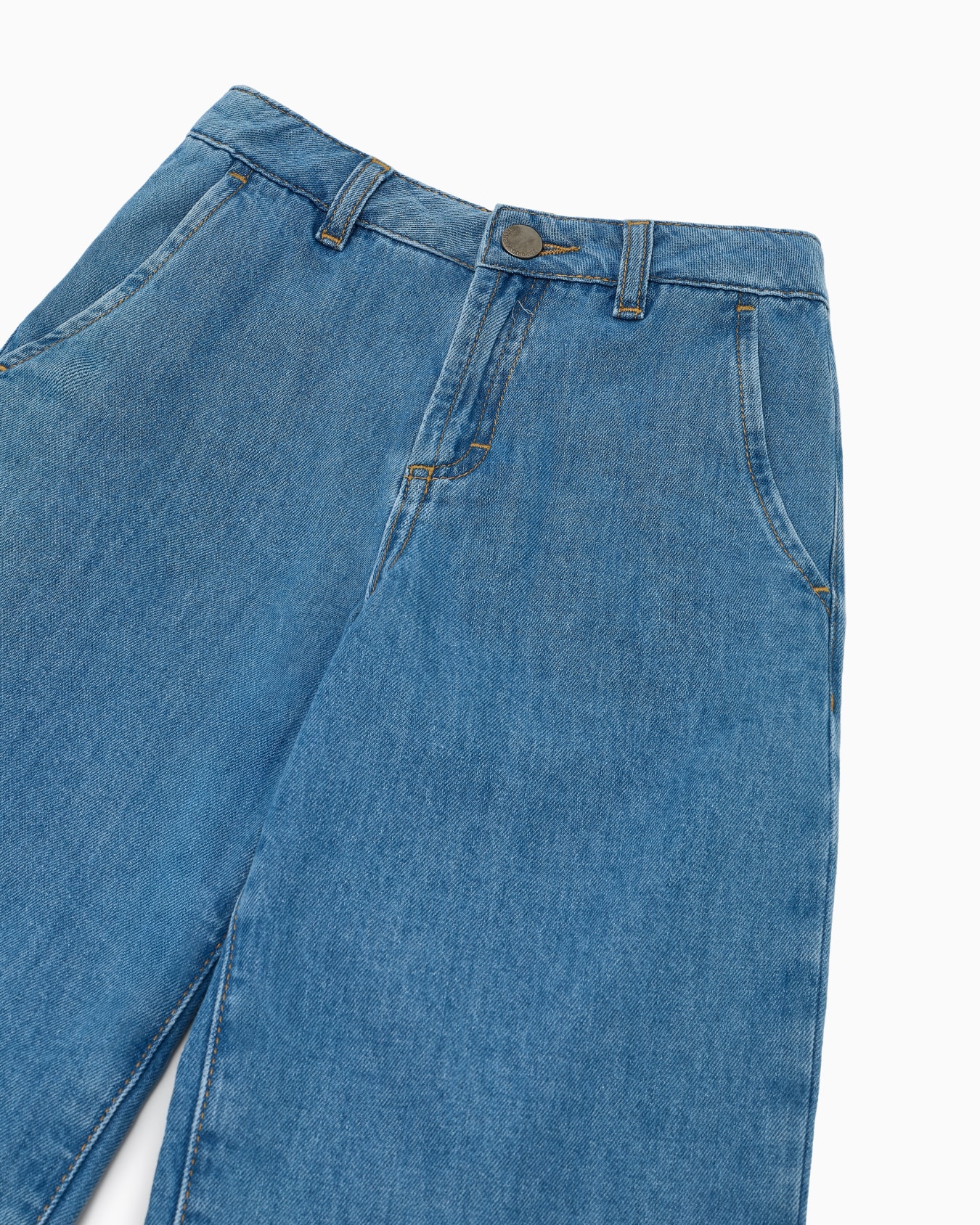 Jeans mit weitem Bein aus Denim, mit Paspeltaschen Folie 1