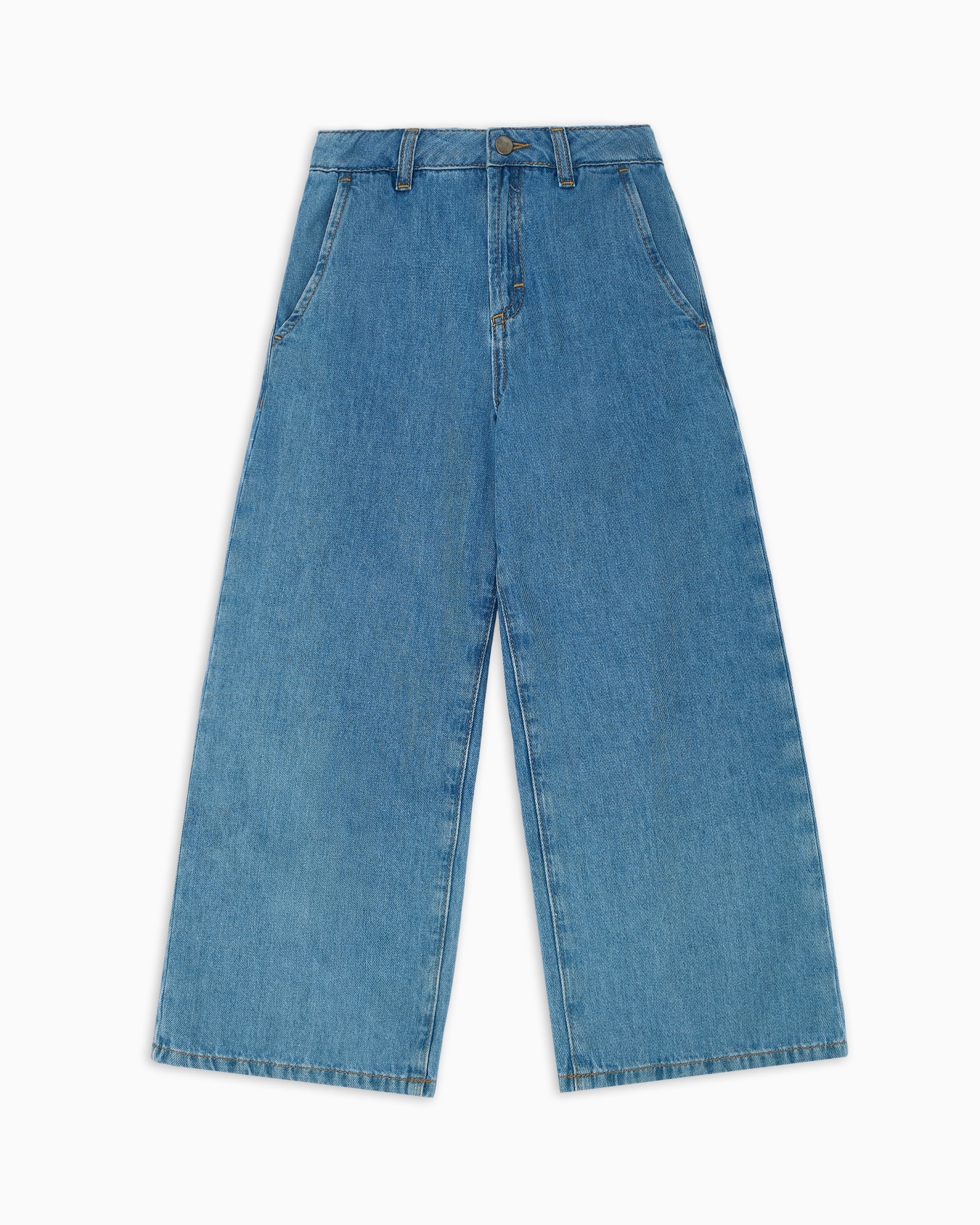 Jeans mit weitem Bein aus Denim, mit Paspeltaschen Folie 0