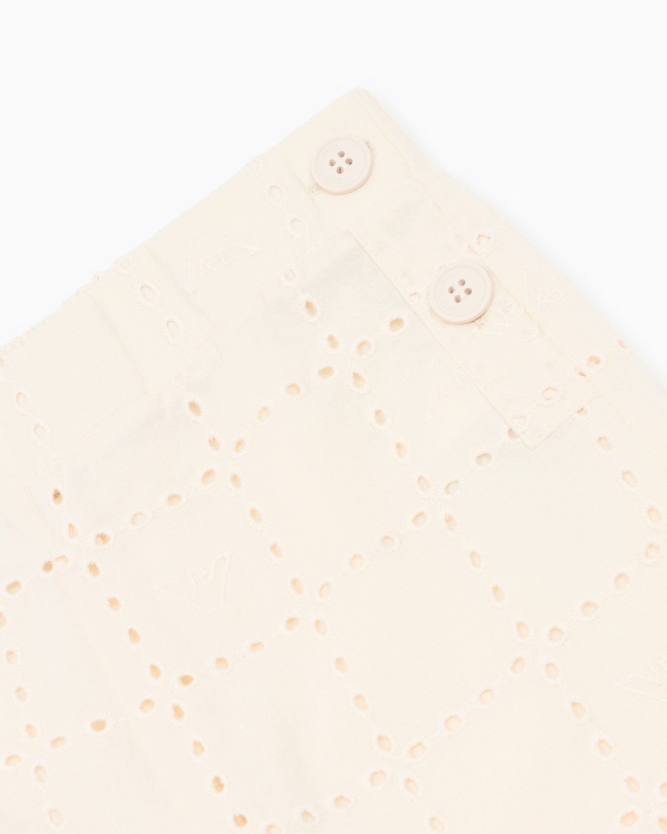 Broderie anglaise effect fabric trousers Slide 1
