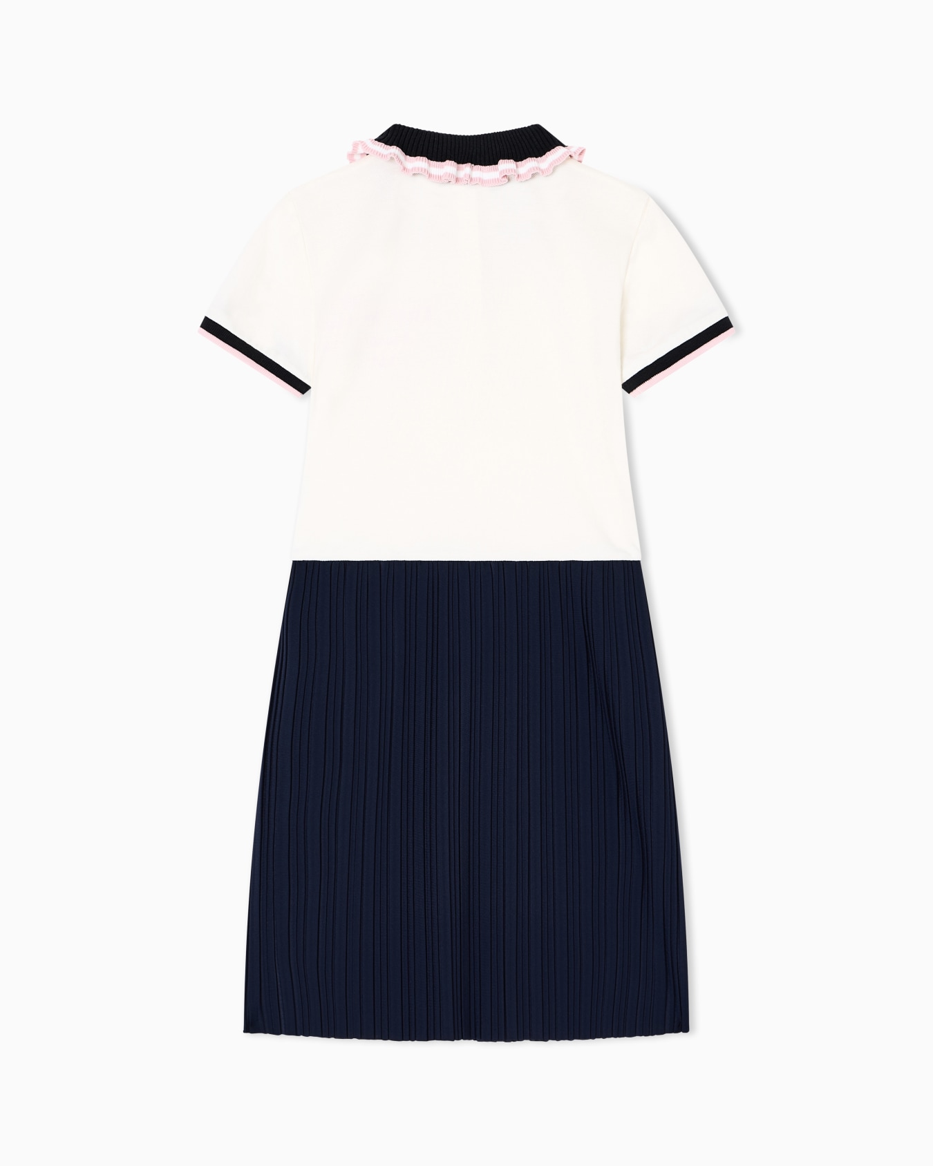 Vestido de piqué con cuello de polo y falda plisada Diapositiva 2