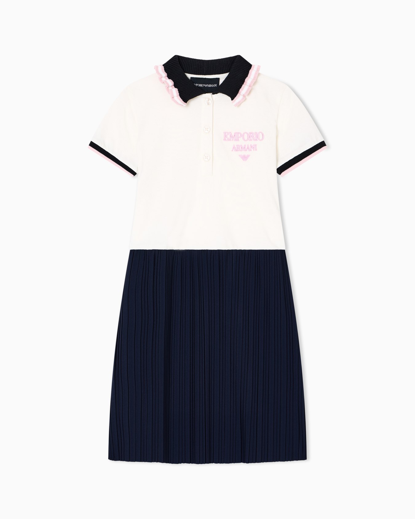 Vestido de piqué con cuello de polo y falda plisada Diapositiva 0