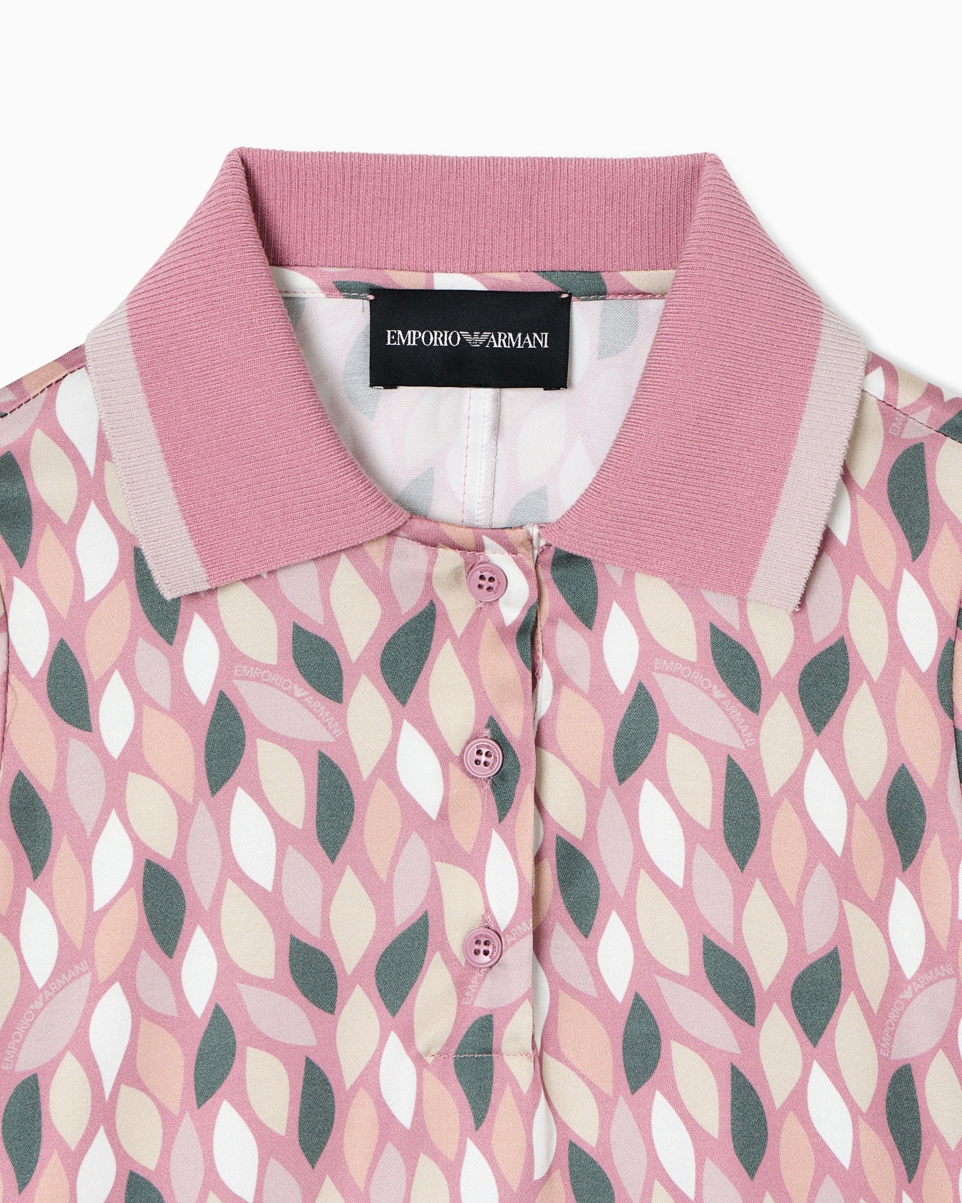 ASV viscose dress with a polo-shirt collar and all-over EA logo print Slide 1