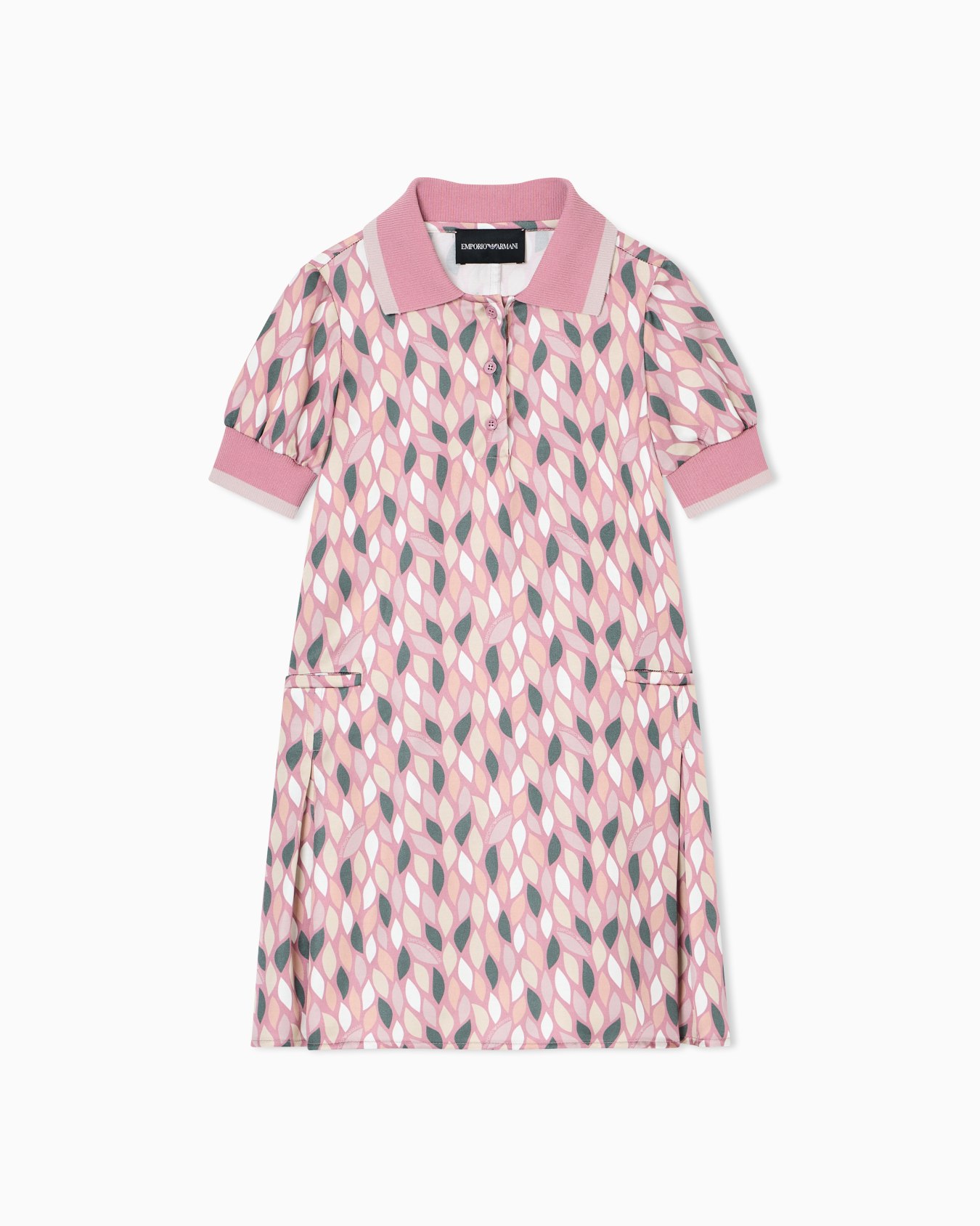ASV viscose dress with a polo-shirt collar and all-over EA logo print Slide 0