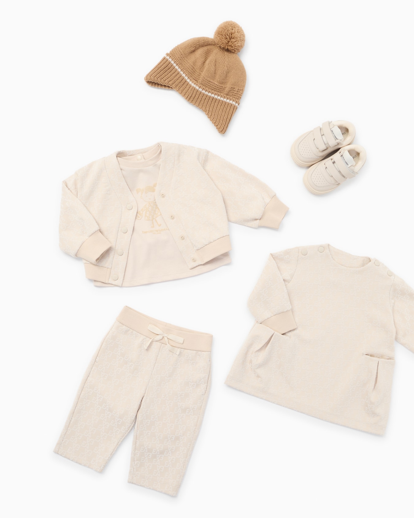 Interlock jersey trousers with all-over flocked EA logo Slide 3