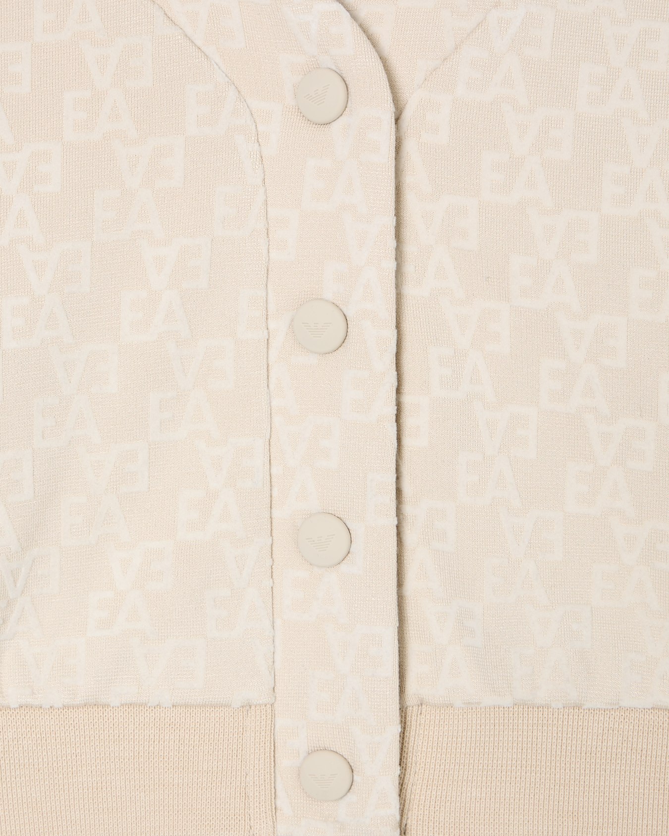 Sweatshirt in interlock jersey with all-over flocked EA logo and press studs Slide 1