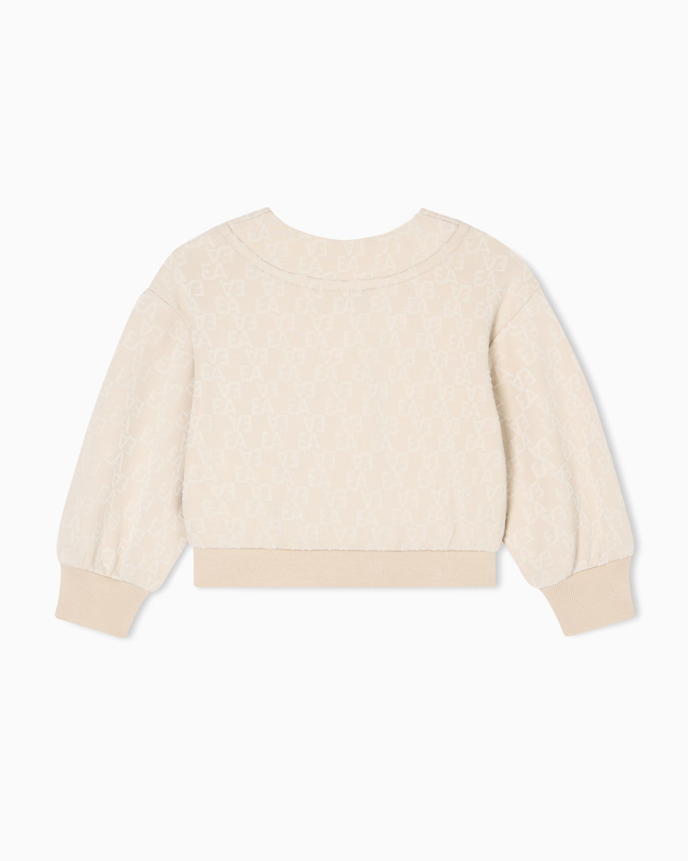 Sweatshirt in interlock jersey with all-over flocked EA logo and press studs Slide 2