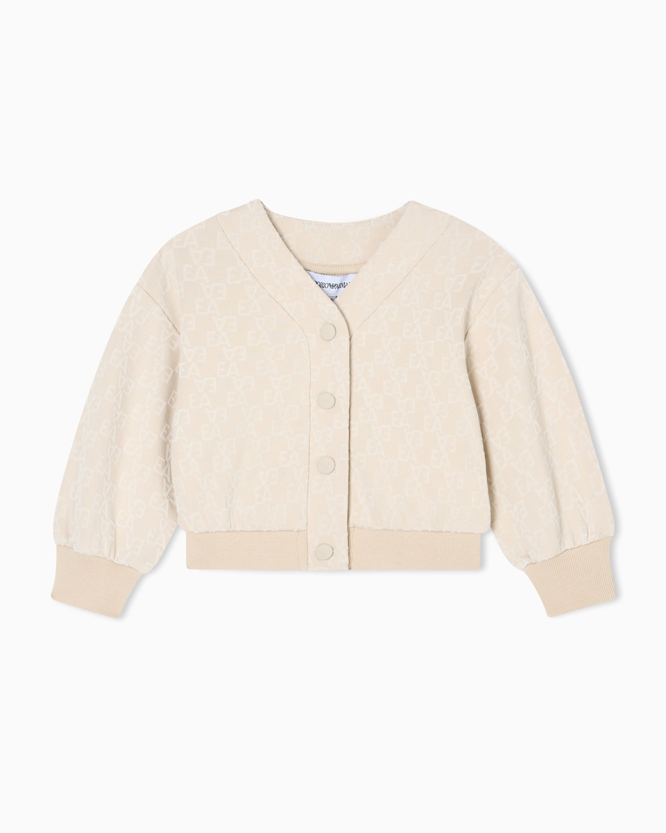 Sweatshirt in interlock jersey with all-over flocked EA logo and press studs Slide 0