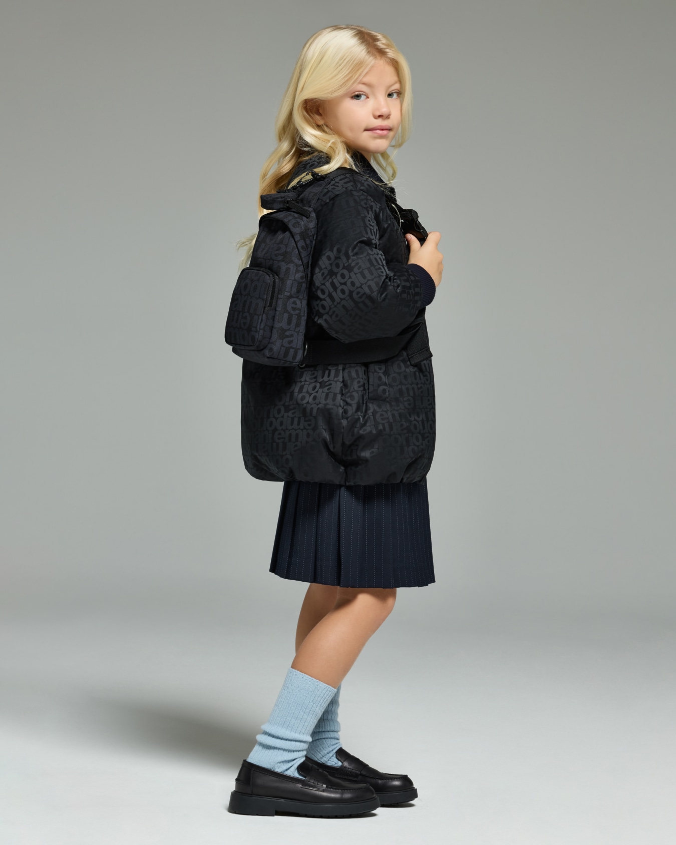 ASV oversized nylon jacquard down jacket with all-over logo Slide 3