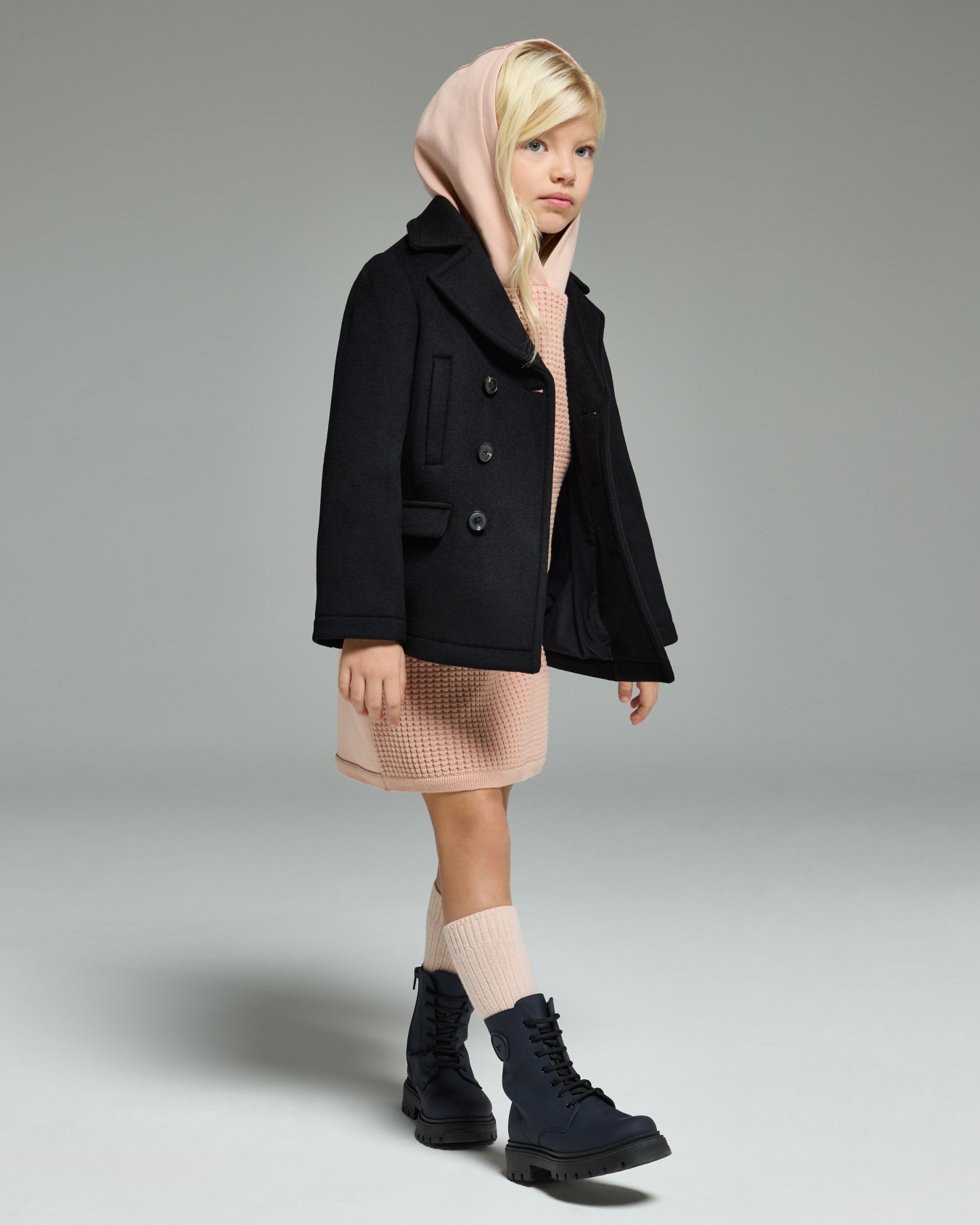 Double-jersey dress with knit details Slide 3