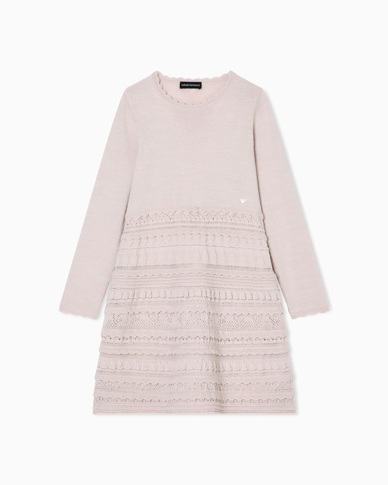 Wool-blend knit dress with micro ruffles Slide 0