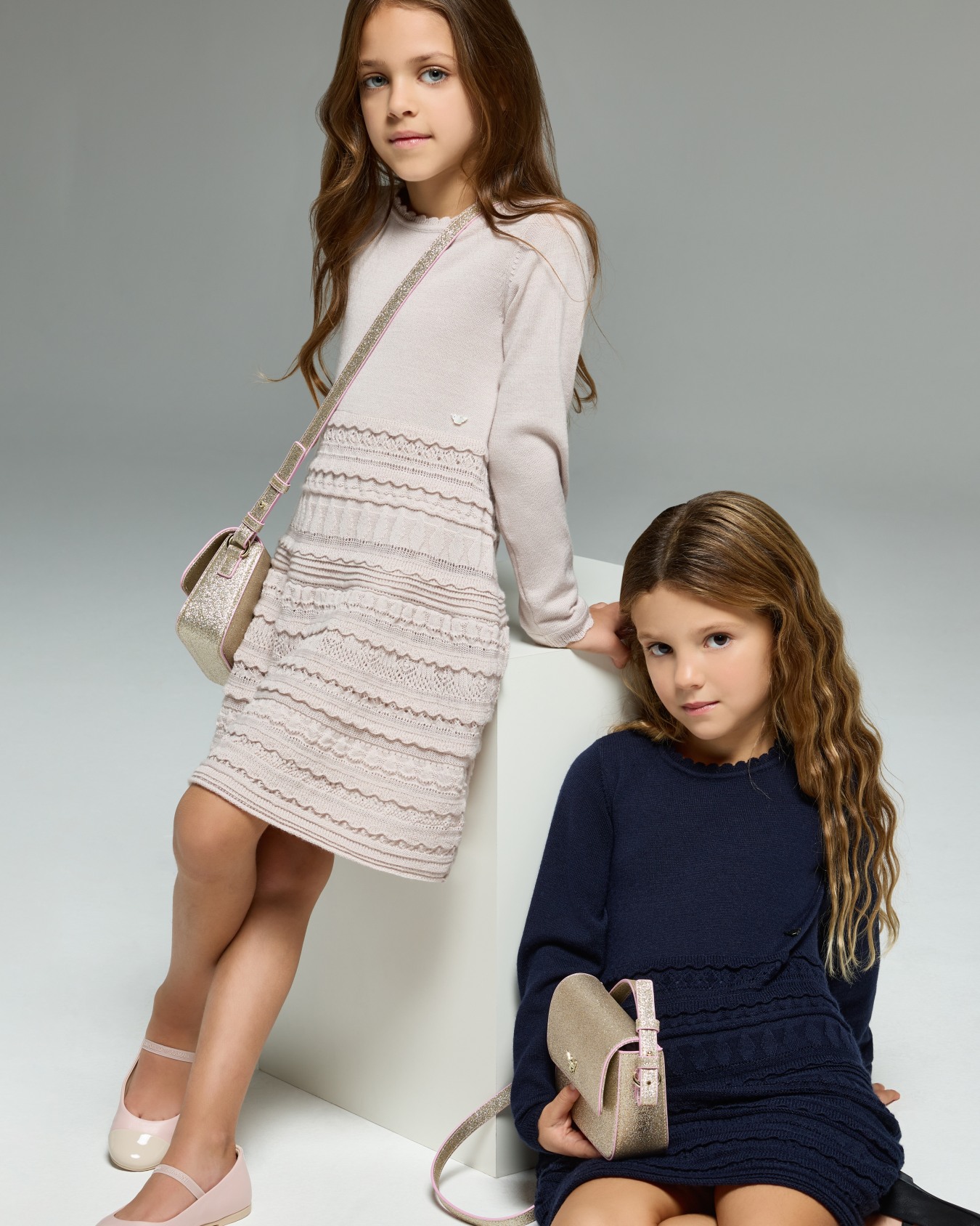 Wool-blend knit dress with micro ruffles Slide 3