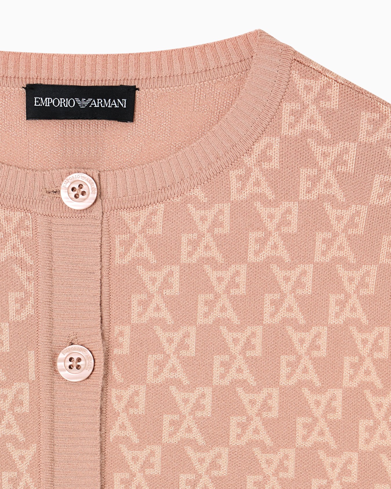 Cardigan in a jacquard knit with an all-over EA logo Slide 1