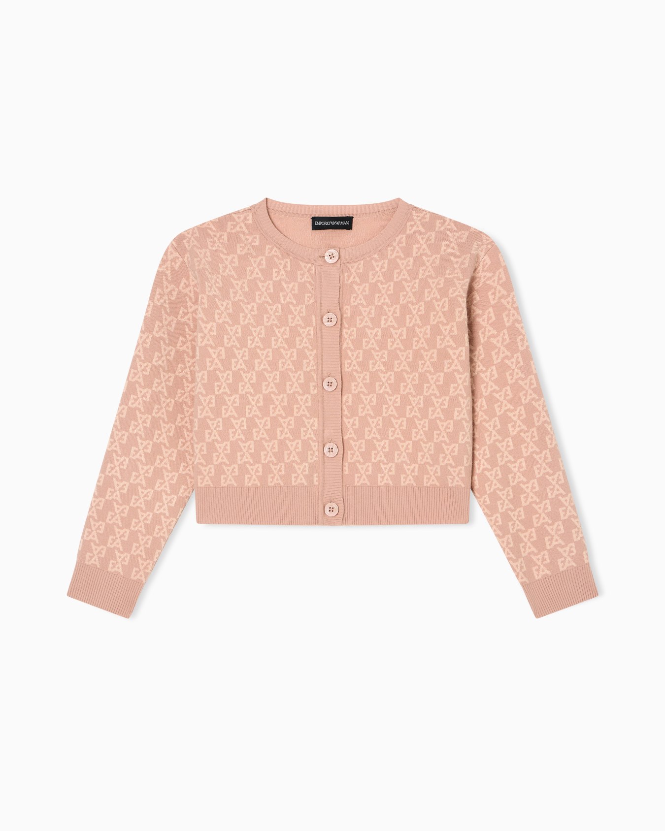 Cardigan in a jacquard knit with an all-over EA logo Slide 0