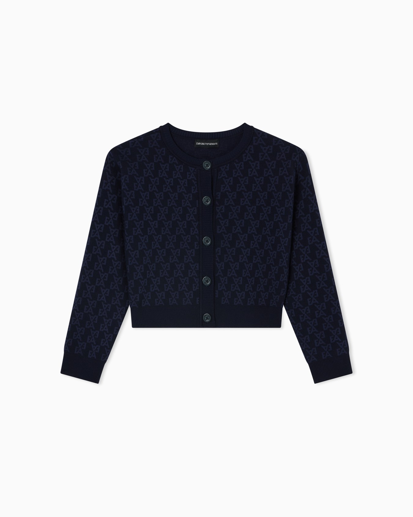 Cardigan in a jacquard knit with an all-over EA logo Slide 0