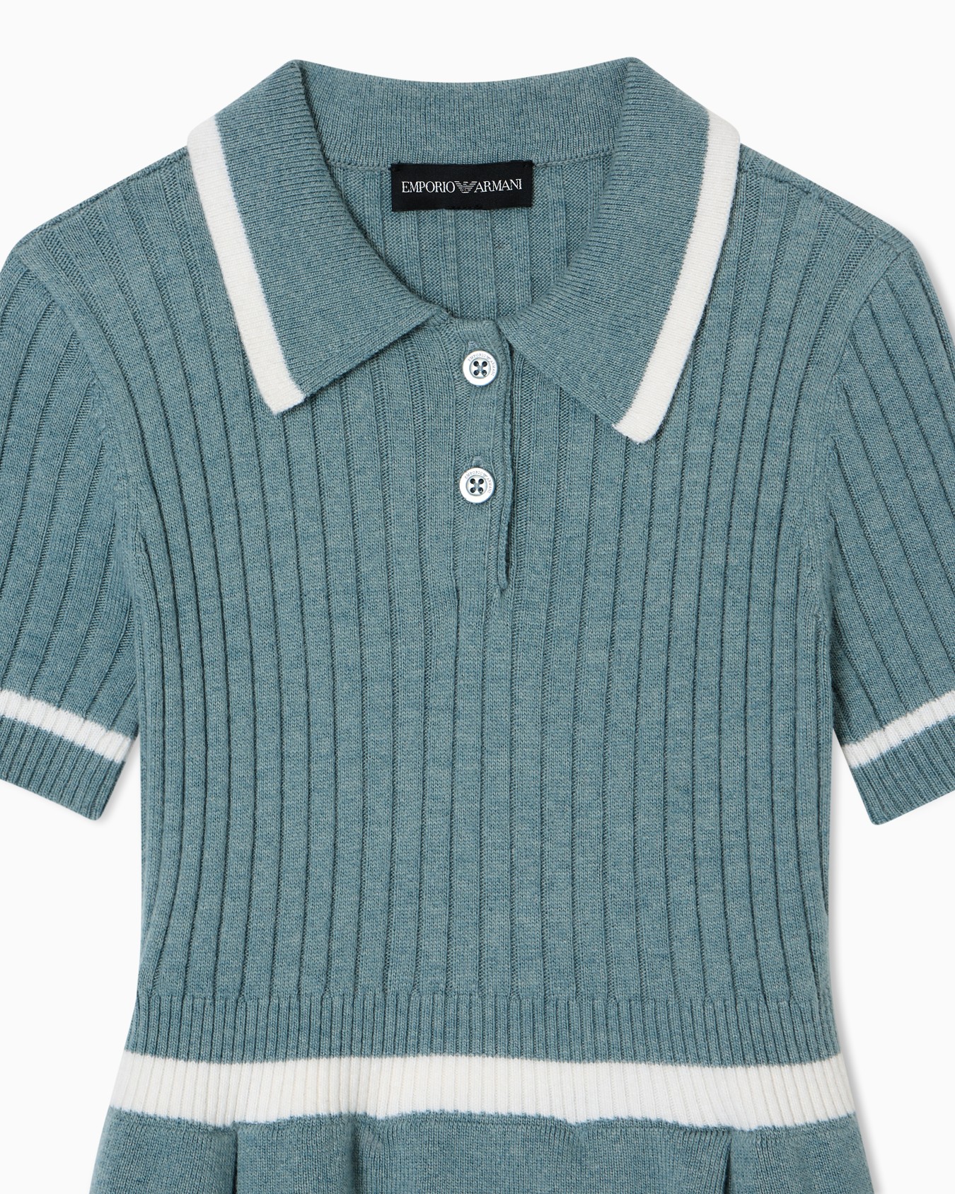 Wool-blend knit dress with polo-shirt collar Slide 1