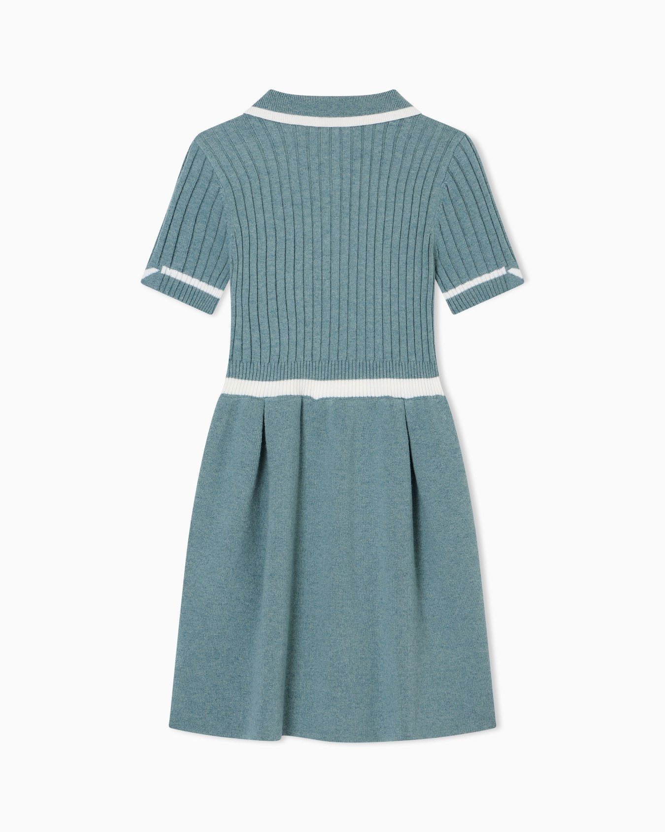 Wool-blend knit dress with polo-shirt collar Slide 2