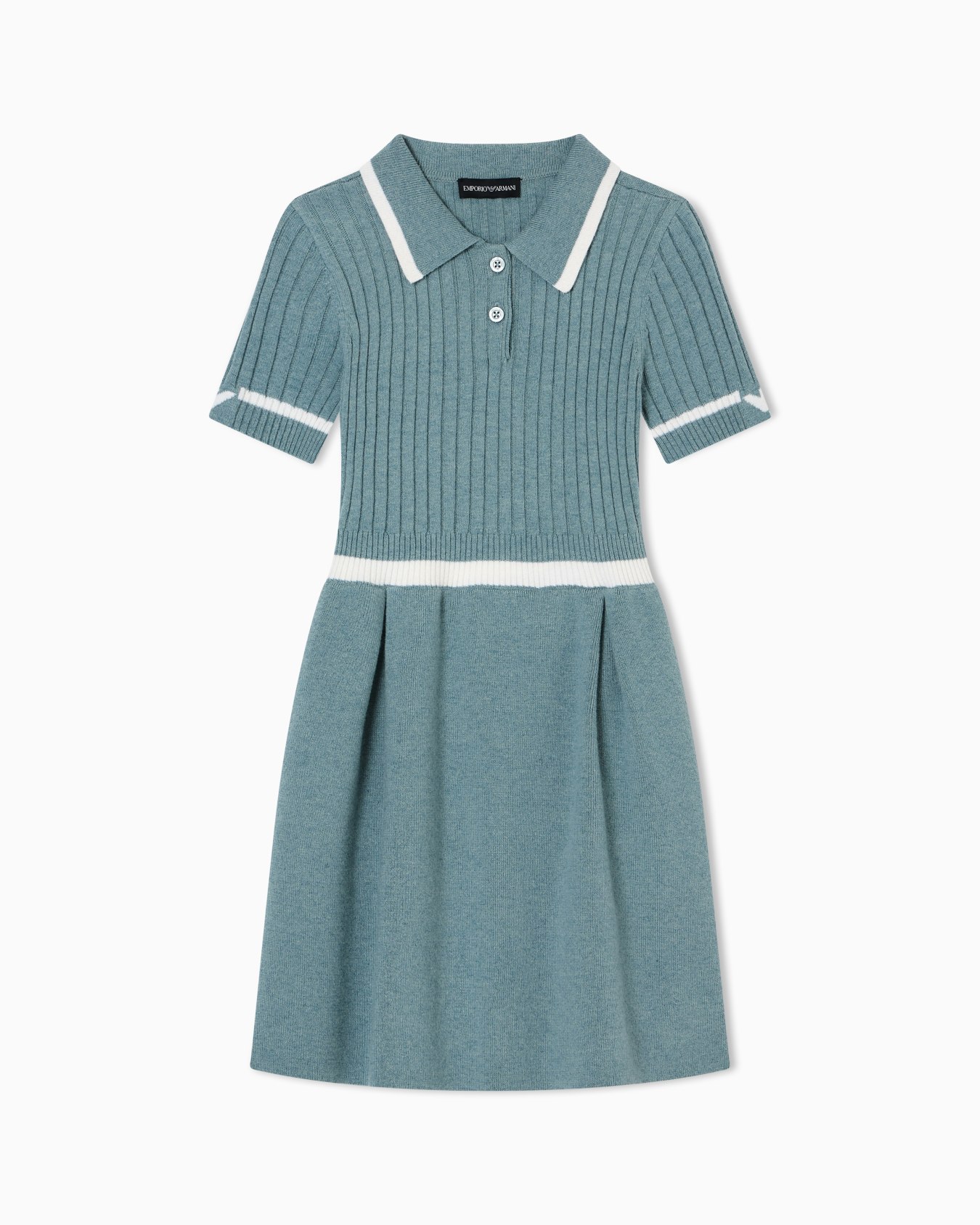 Wool-blend knit dress with polo-shirt collar Slide 0
