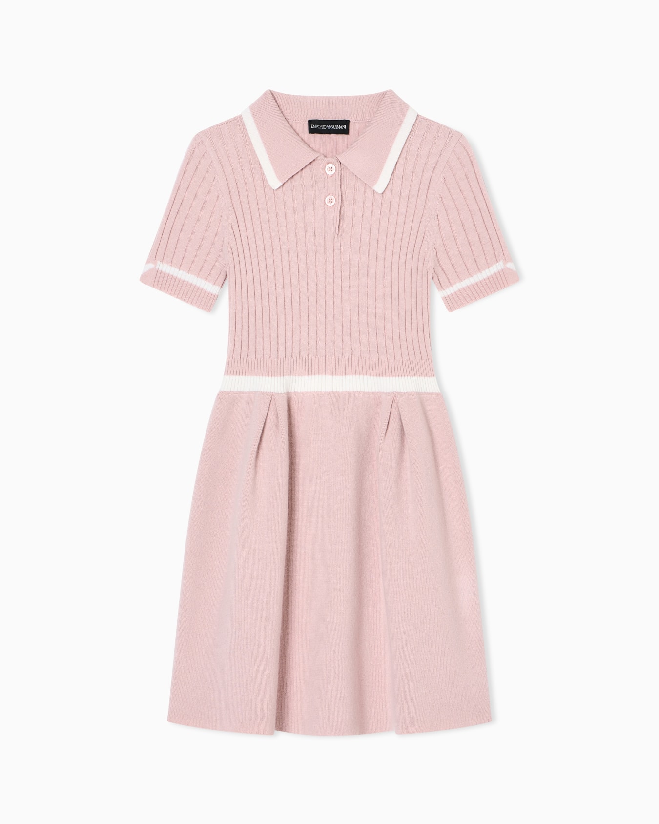 Wool-blend knit dress with polo-shirt collar Slide 0