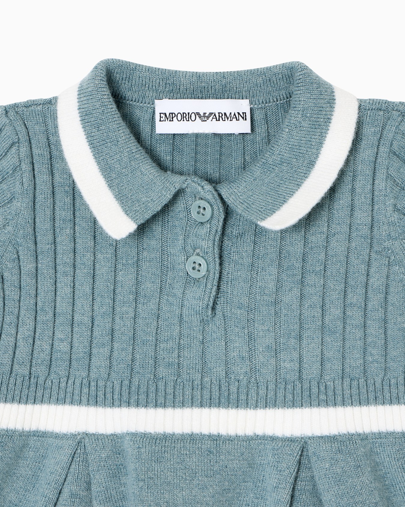 Wool-blend knit dress with polo-shirt collar Slide 1