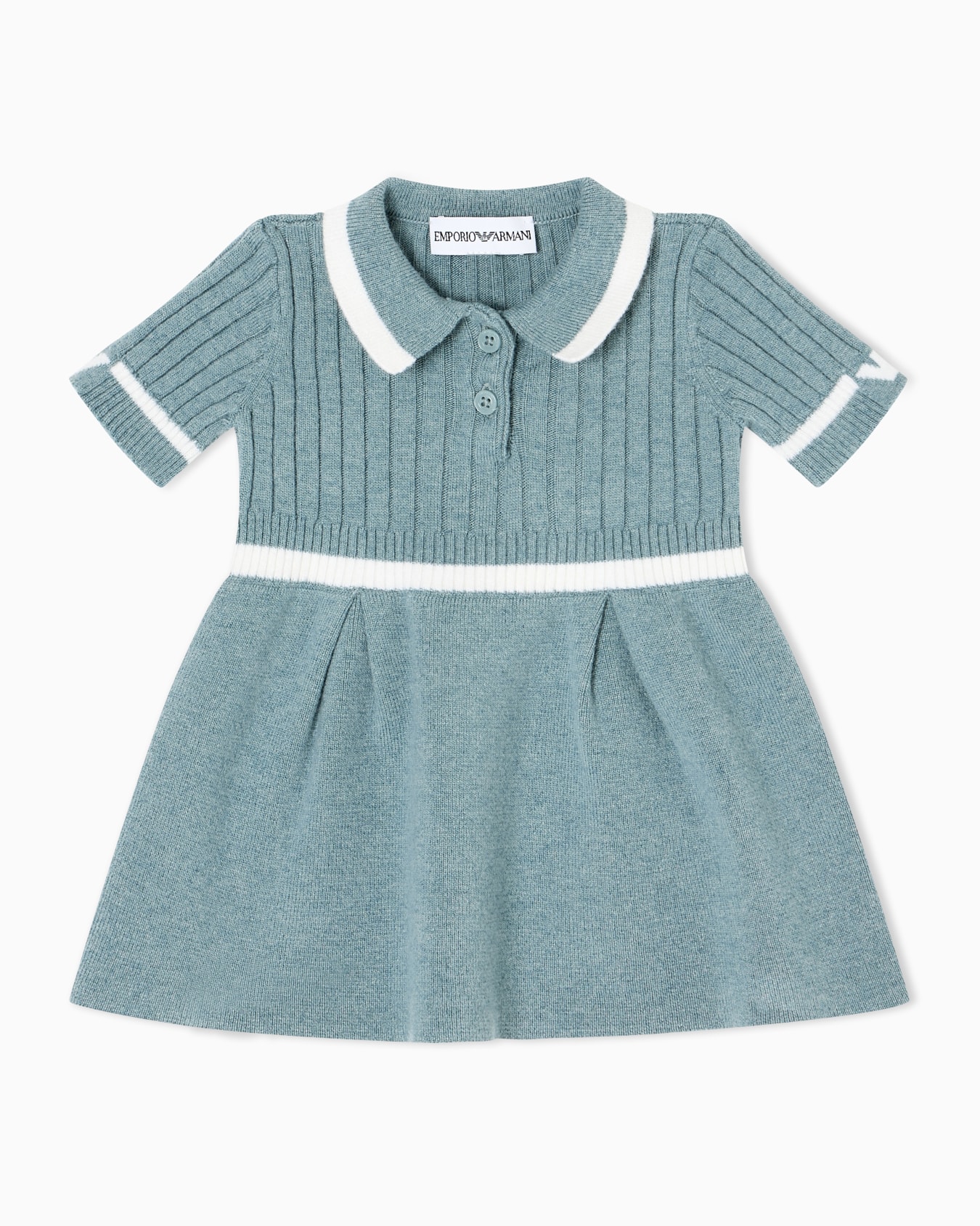 Wool-blend knit dress with polo-shirt collar Slide 0