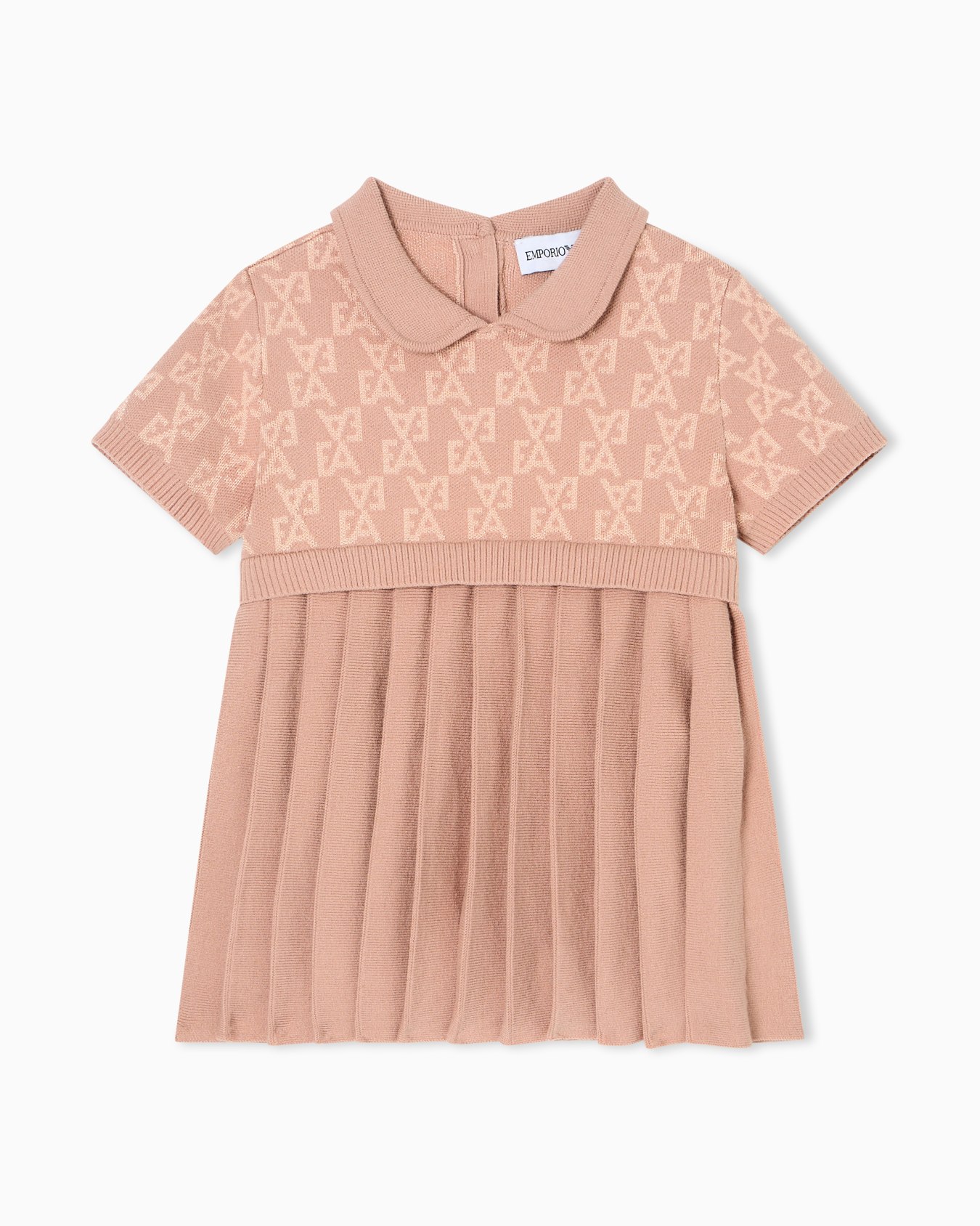 Knit dress with all-over EA logo jacquard Slide 0