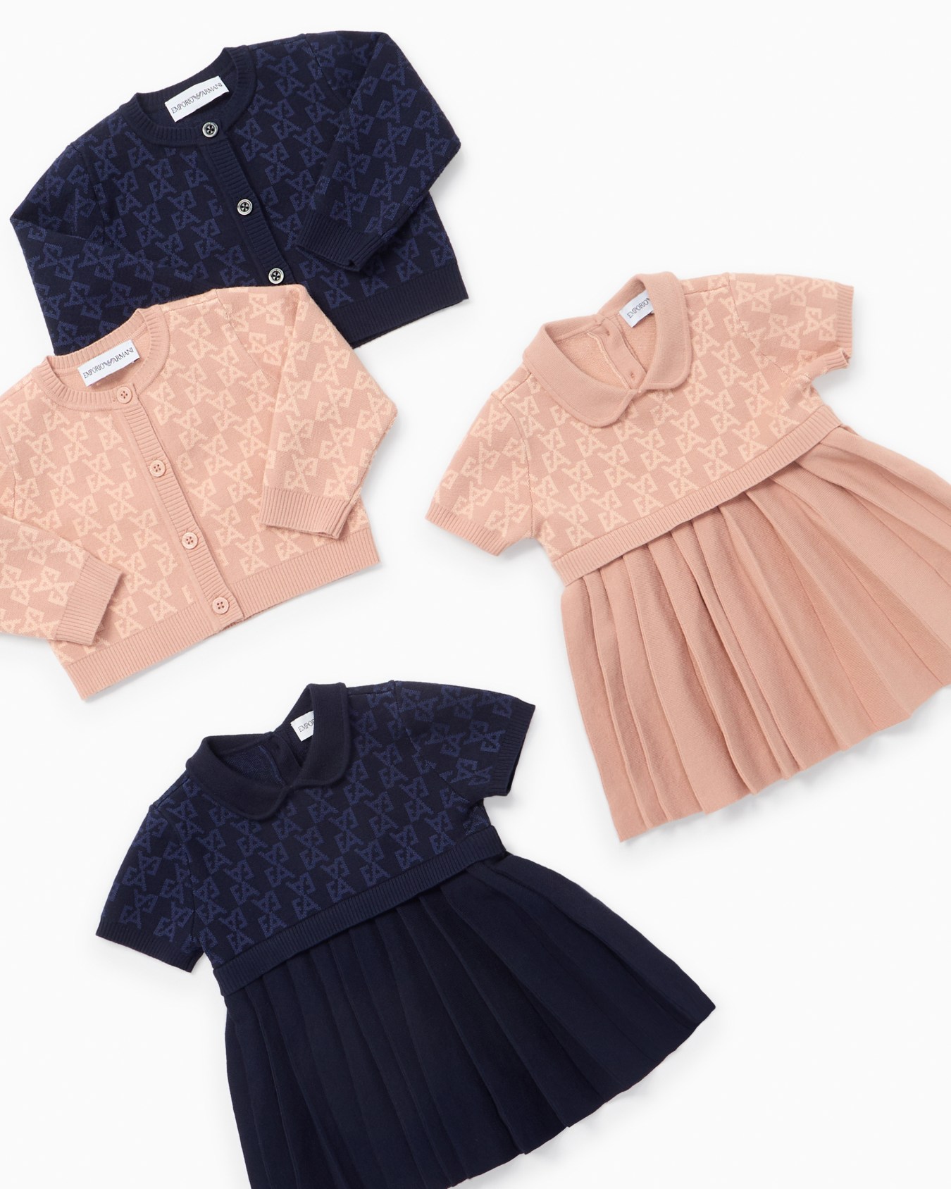 Knit dress with all-over EA logo jacquard Slide 3