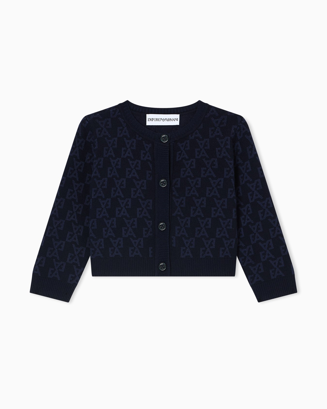 Cardigan in a jacquard knit with an all-over EA logo Slide 0