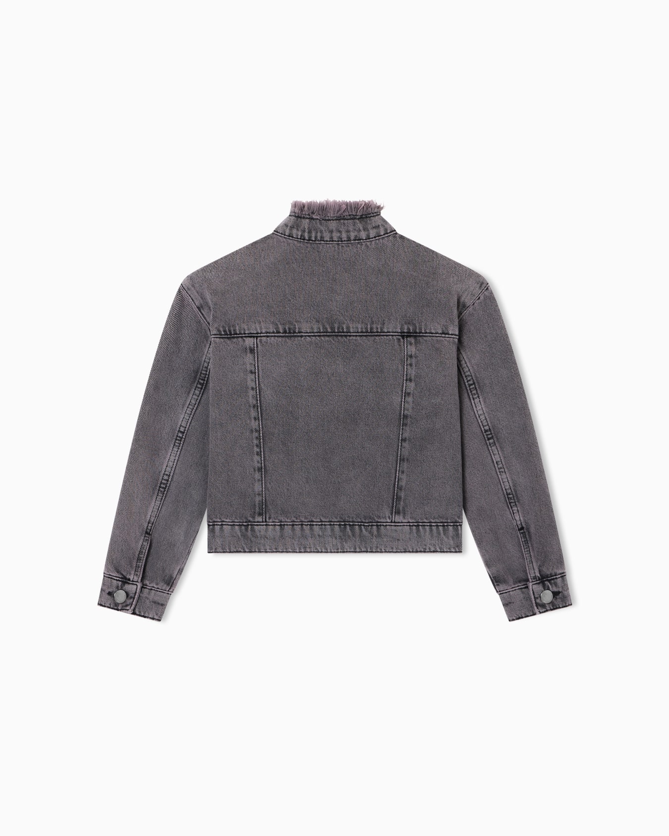 Garment-dyed denim jacket with logo embroidery Slide 2