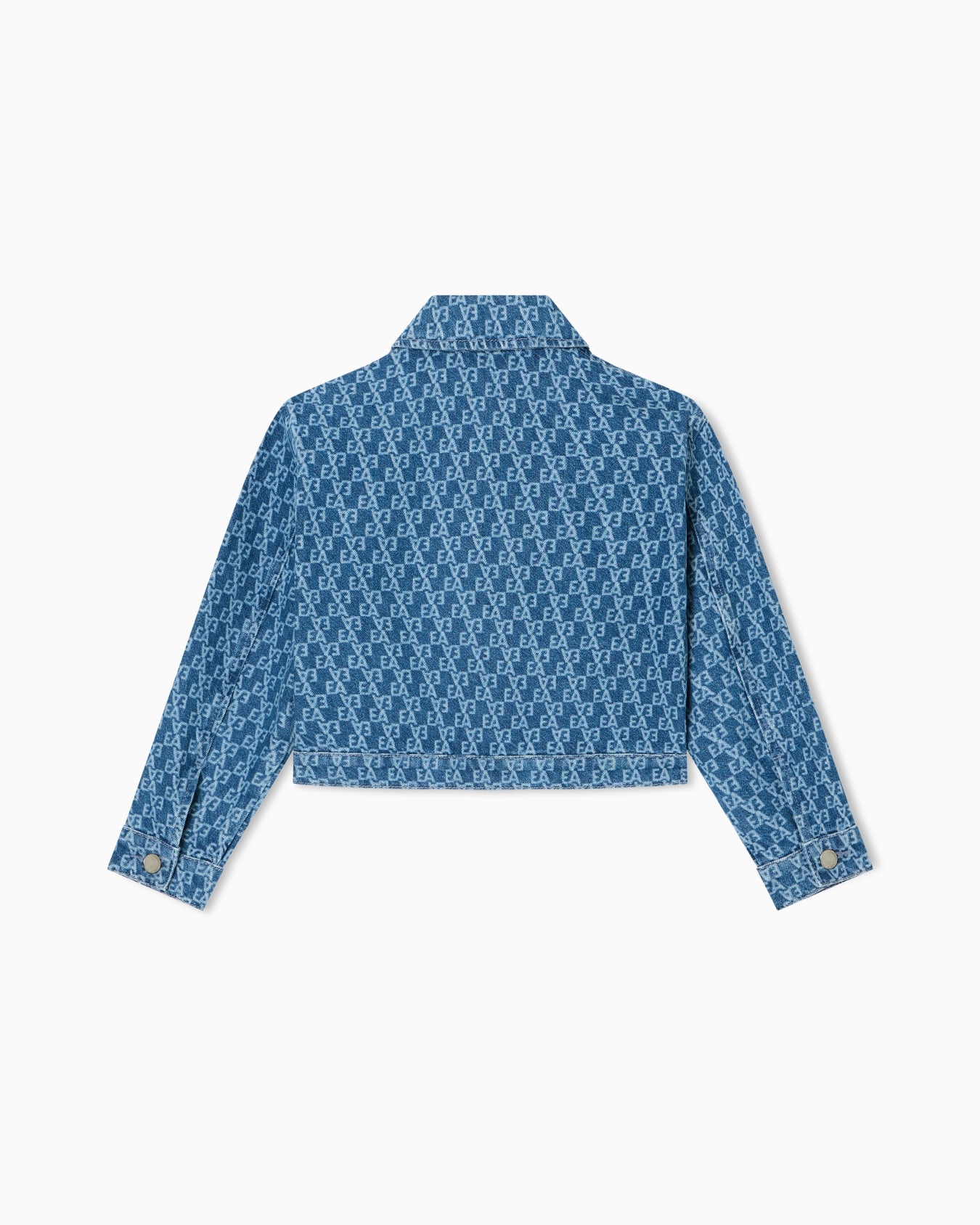 Denim jacket with all-over laser-cut logo lettering Slide 2