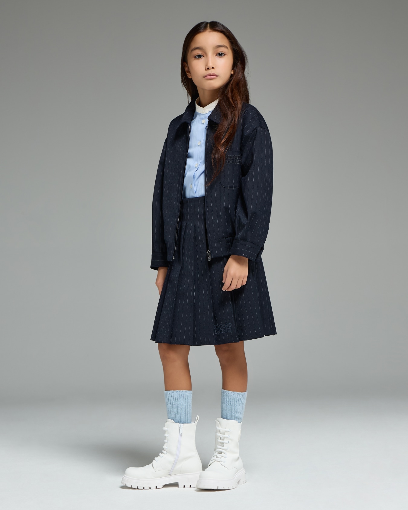 Pinstriped wool-blend pleated skirt Slide 3