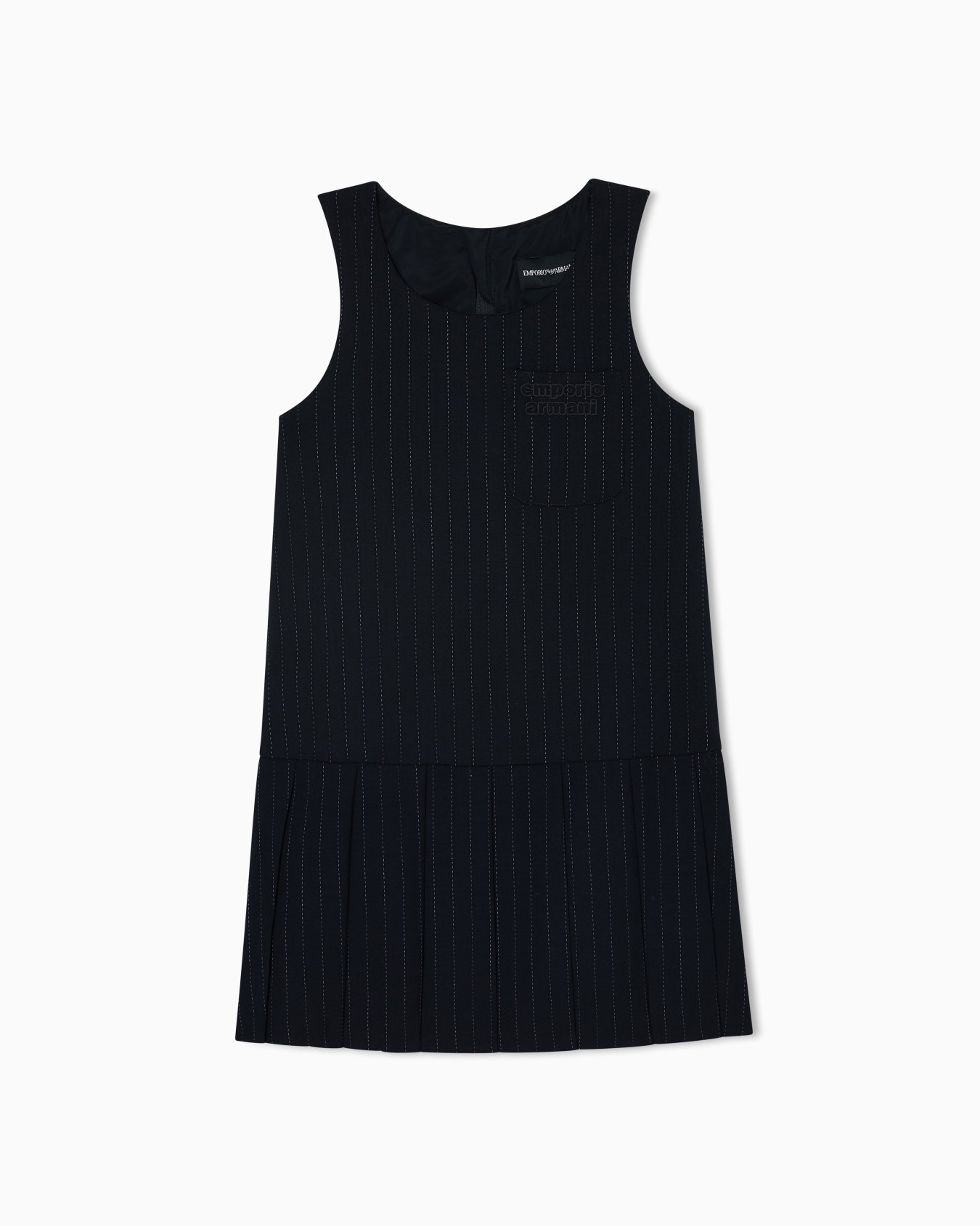 Pinstriped wool-blend sleeveless dress Slide 0