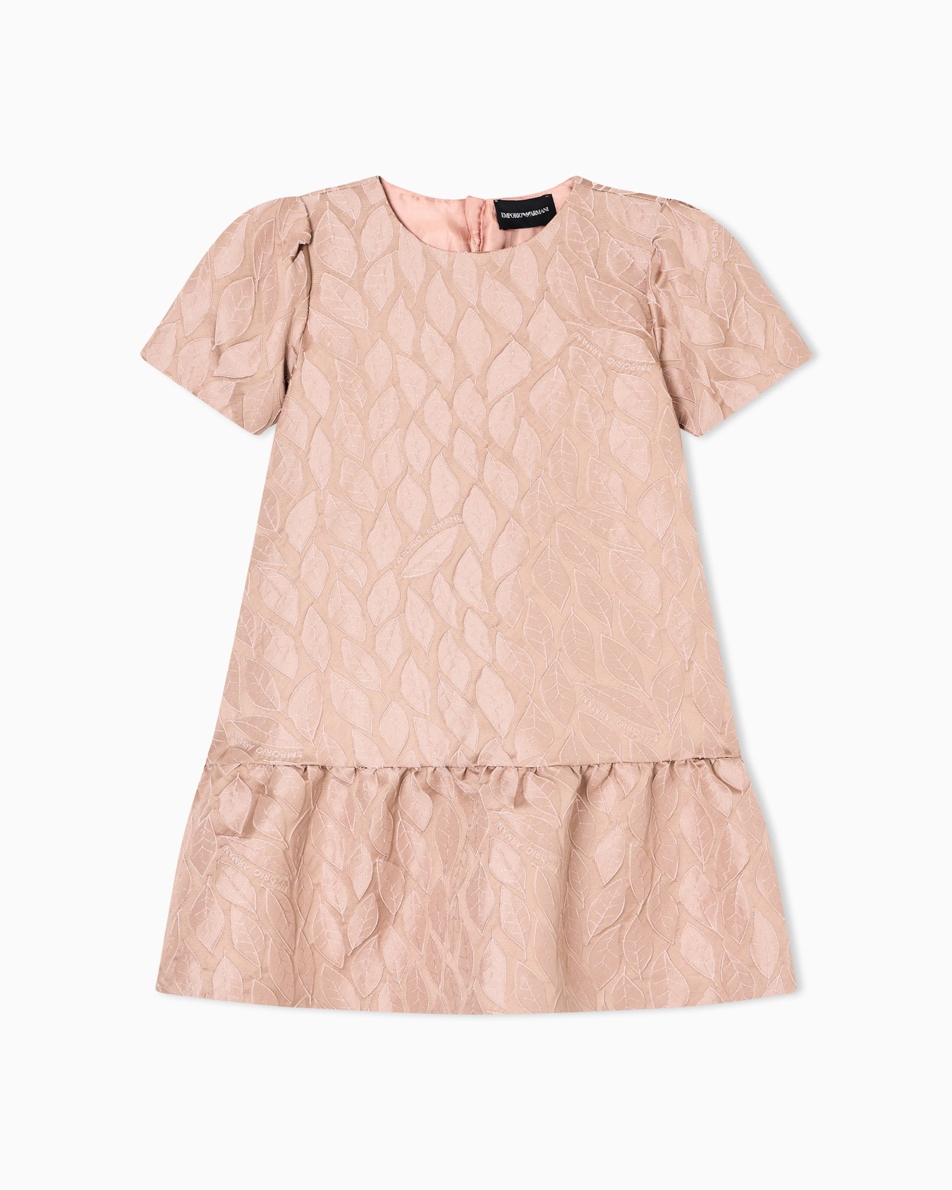 Kleid mit Volant, gefertigt aus Jacquard-Stoff mit Blättermuster Folie 0