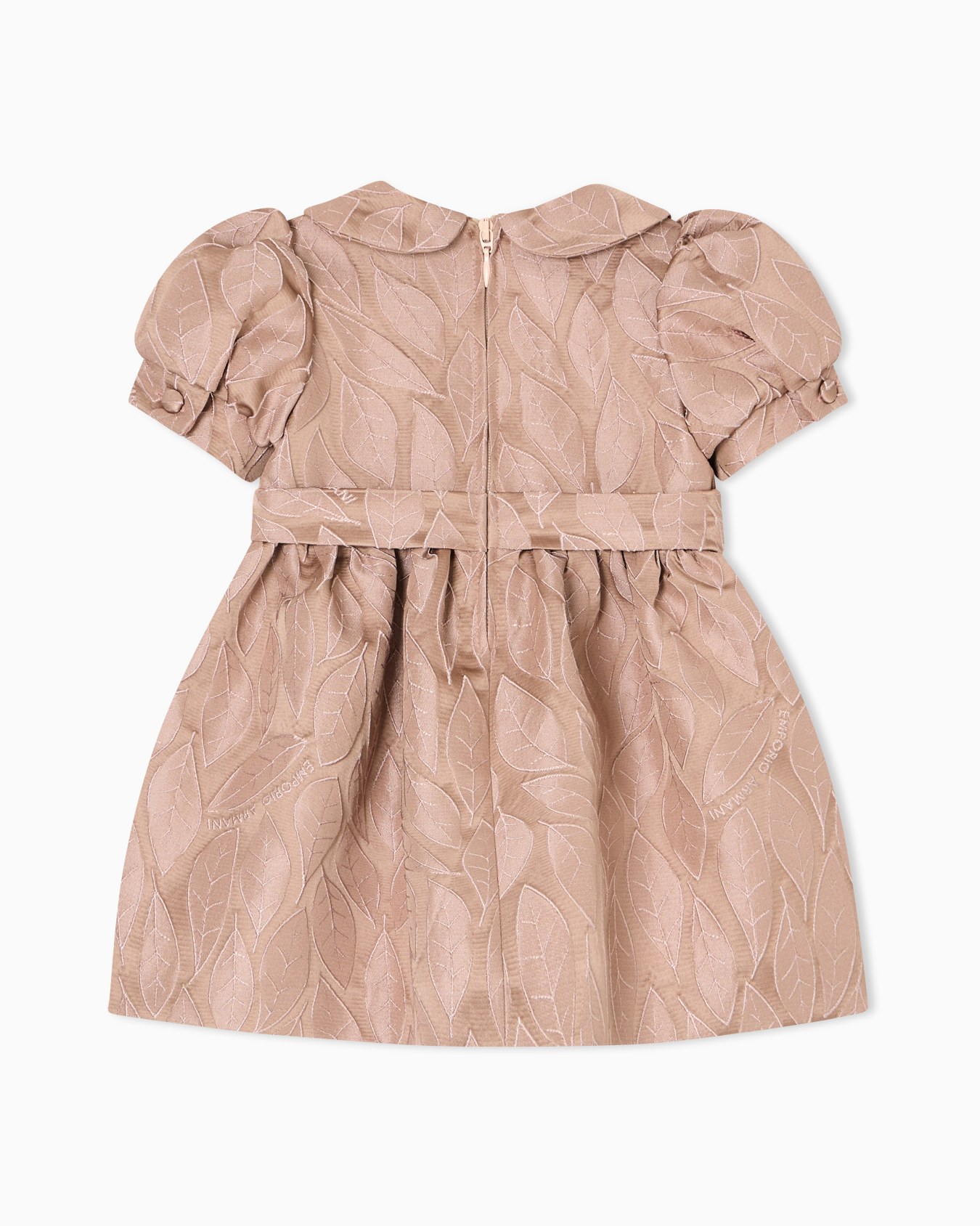 Leaf design jacquard dress with puff sleeves Slide 2