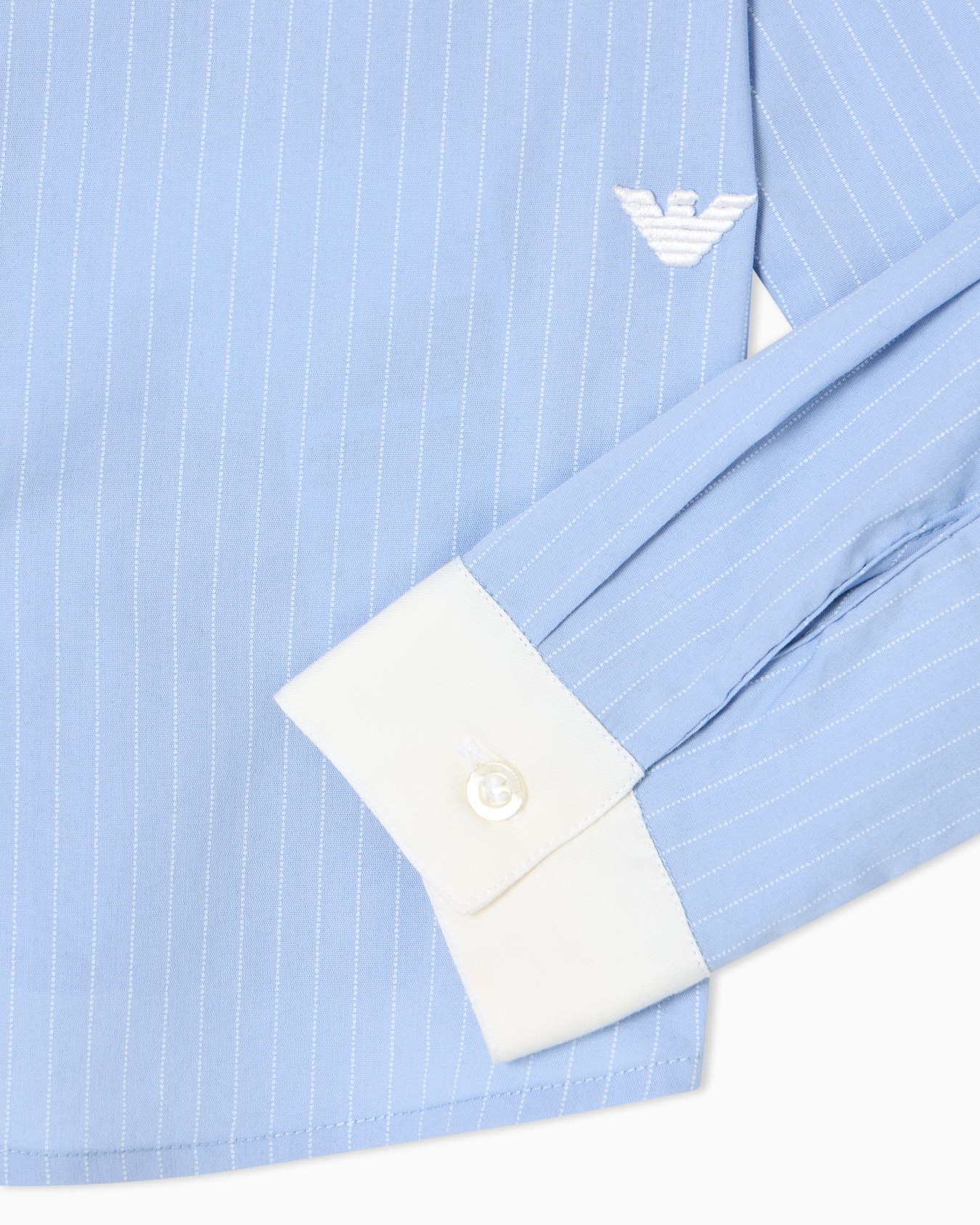 Striped poplin shirt with guru collar Slide 1