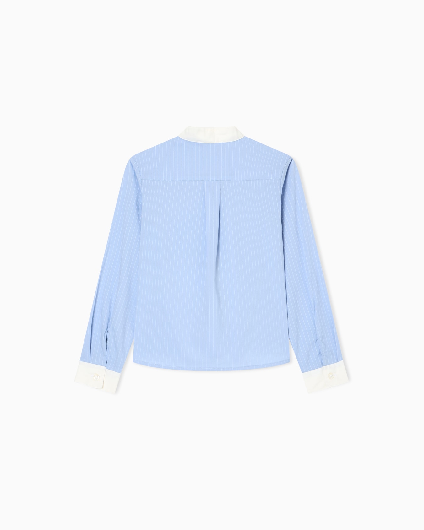 Striped poplin shirt with guru collar Slide 2
