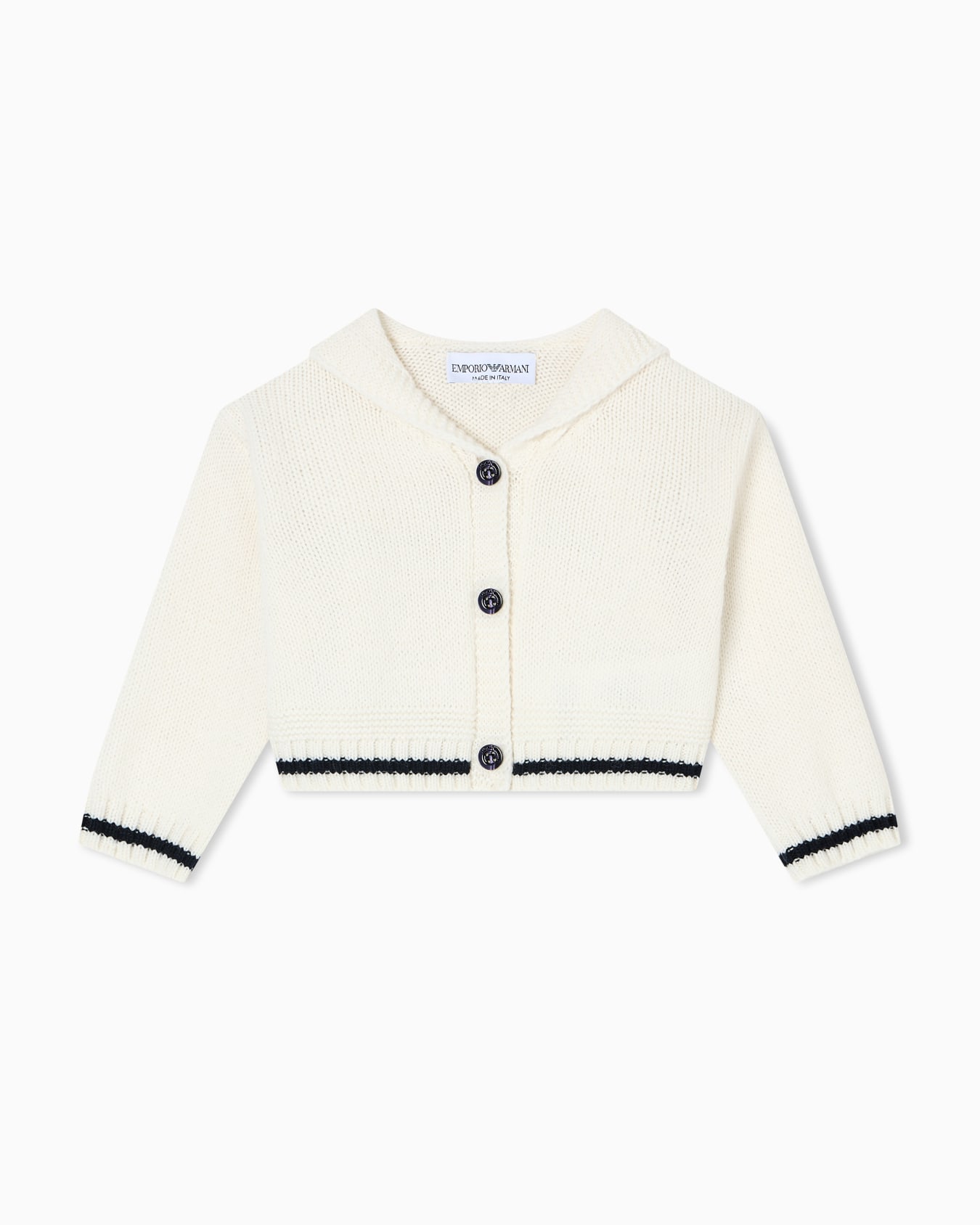 Cardigan in a virgin wool blend with flap Slide 0