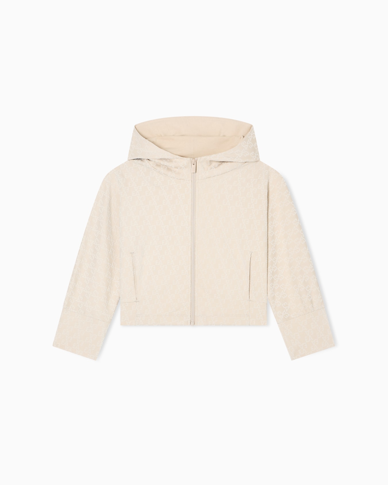 Felpa con cappuccio e zip in jersey interlock logo flock EA all over Slide 0