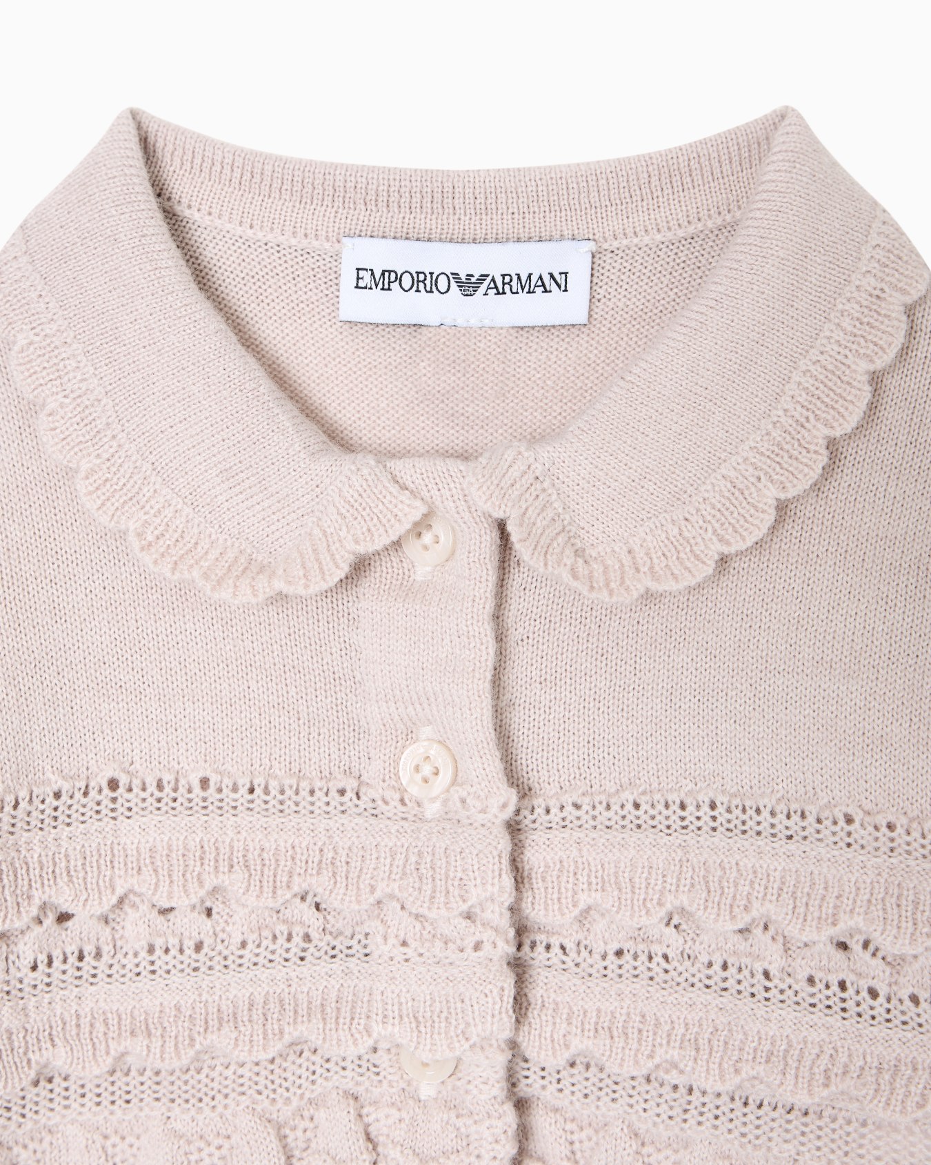 Wool-blend knit cardigan with micro ruffles Slide 1