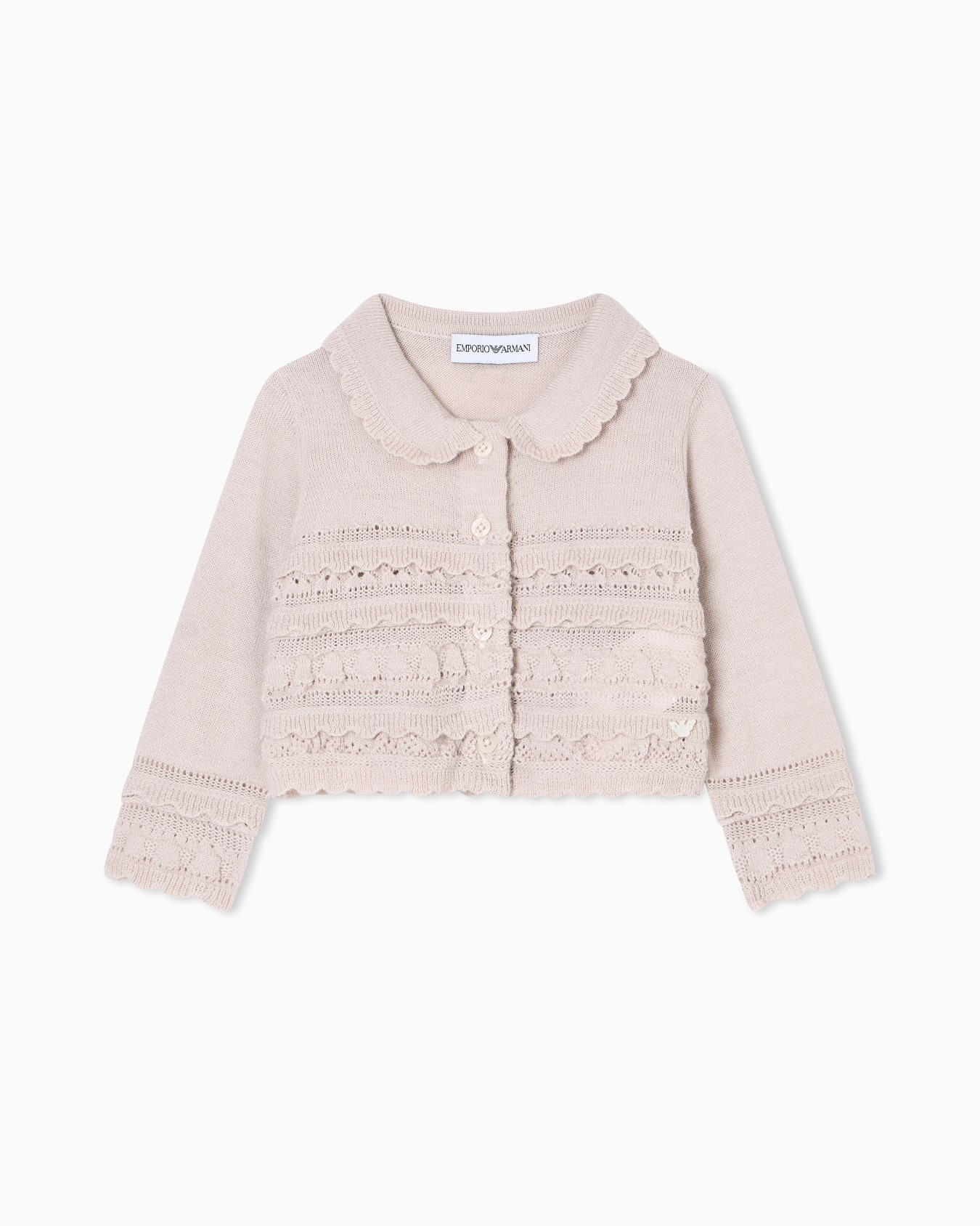 Wool-blend knit cardigan with micro ruffles Slide 0