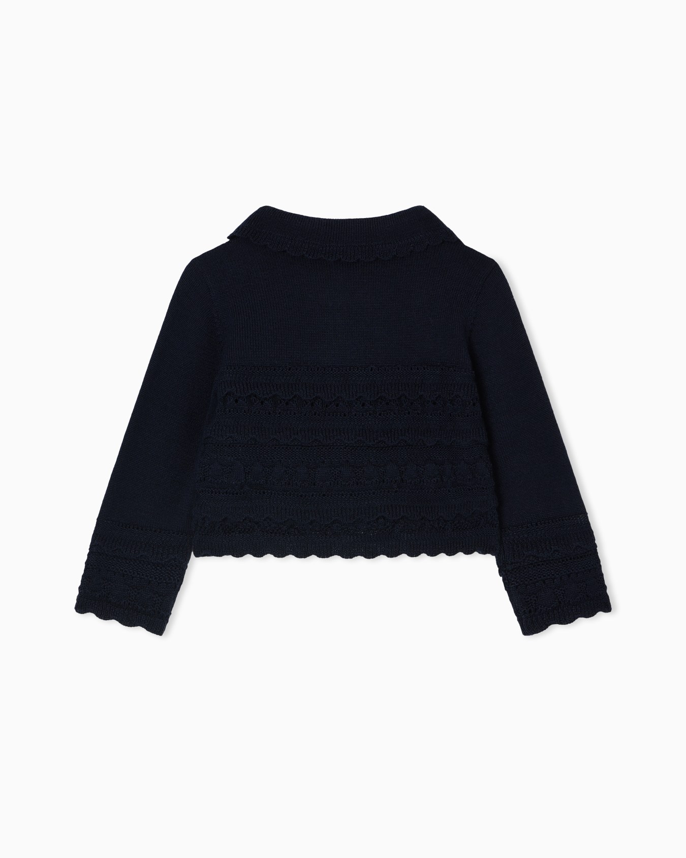 Wool-blend knit cardigan with micro ruffles Slide 2