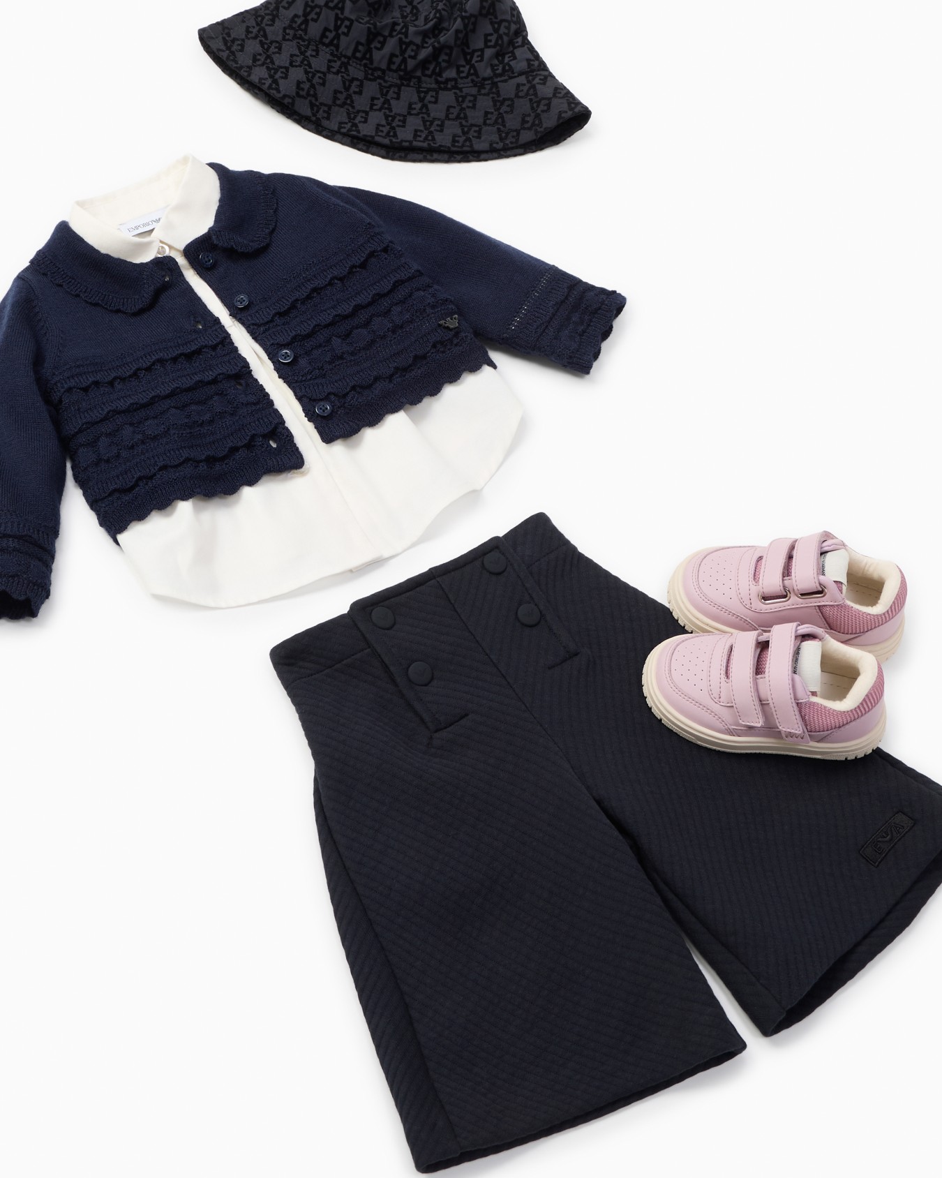 Wool-blend knit cardigan with micro ruffles Slide 3
