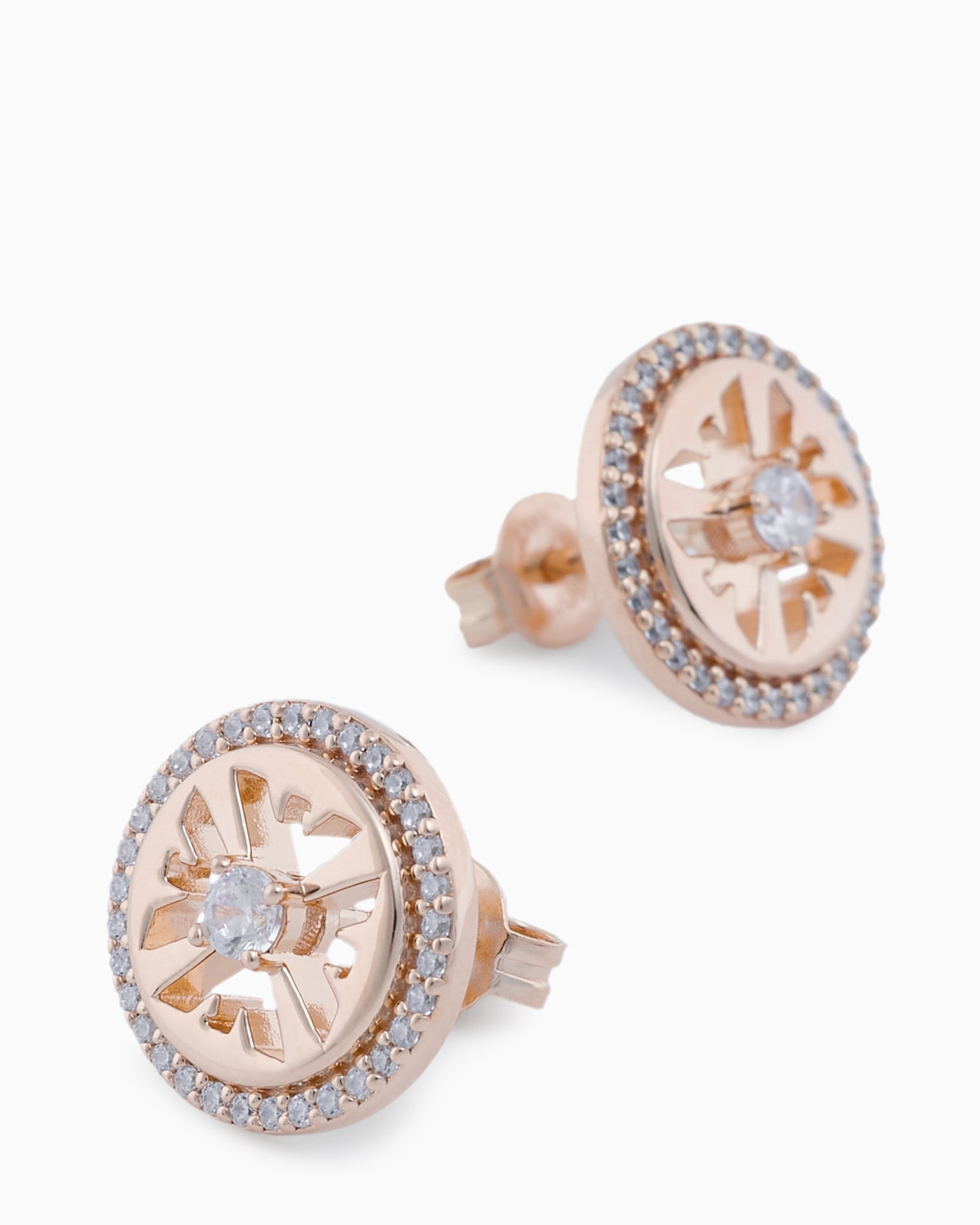 Rose Gold-Tone Sterling Silver Stud Earrings Slide 2