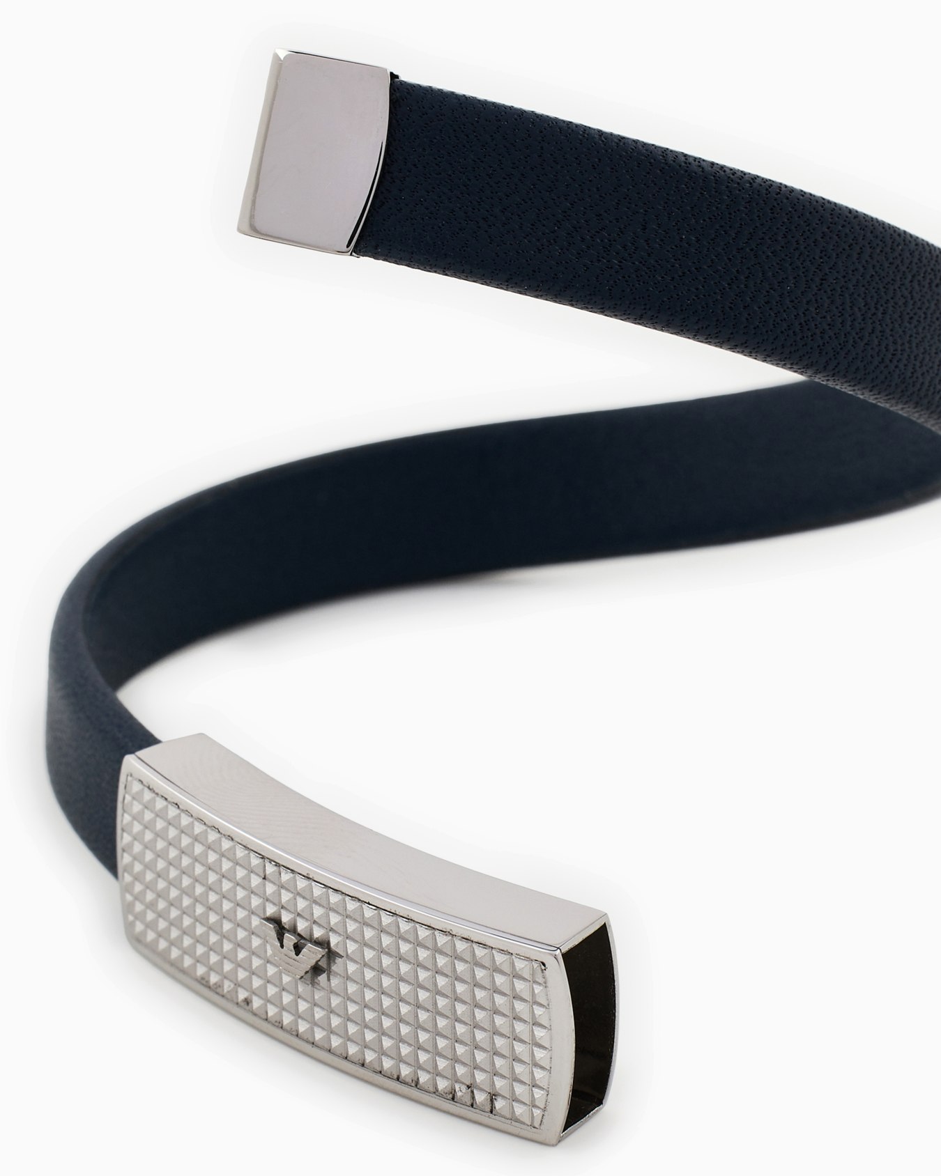  Blue Leather ID Bracelet Slide 1