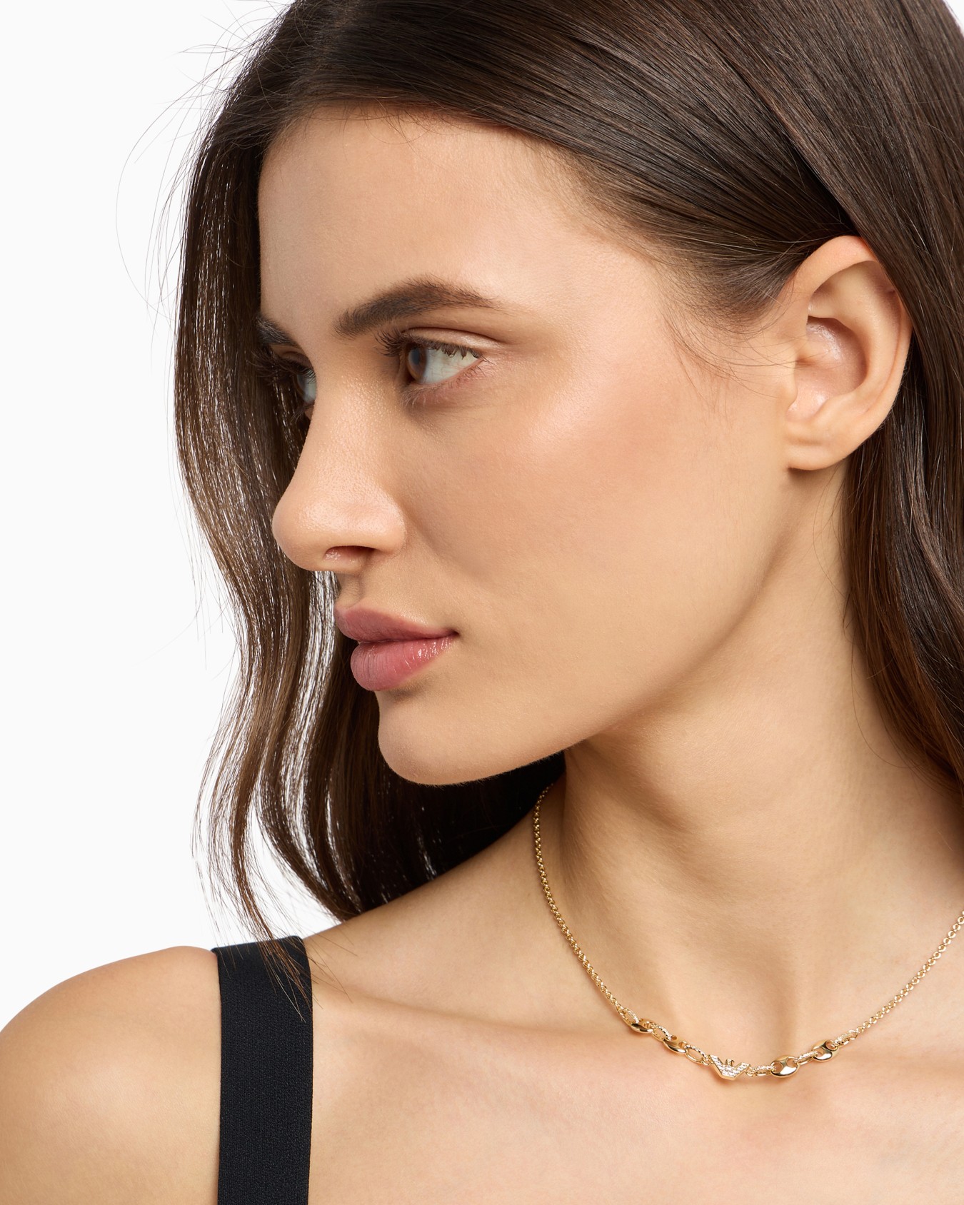 Gold-Tone Brass Station Necklace Slide 1